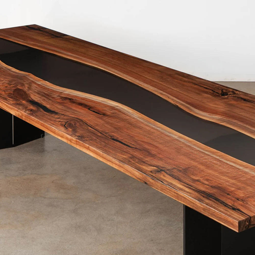 Custom Black Walnut Epoxy Resin River Table – Black Resin BWB-49