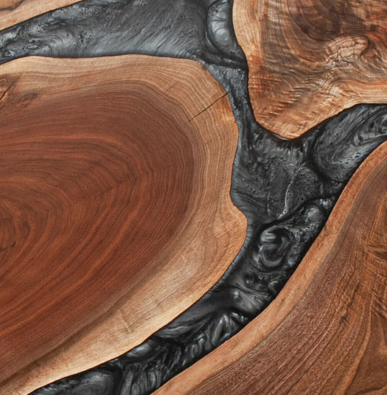 Custom Black Walnut Epoxy Resin Round Coffee Table – Volcanic Ash Resin BWA-27