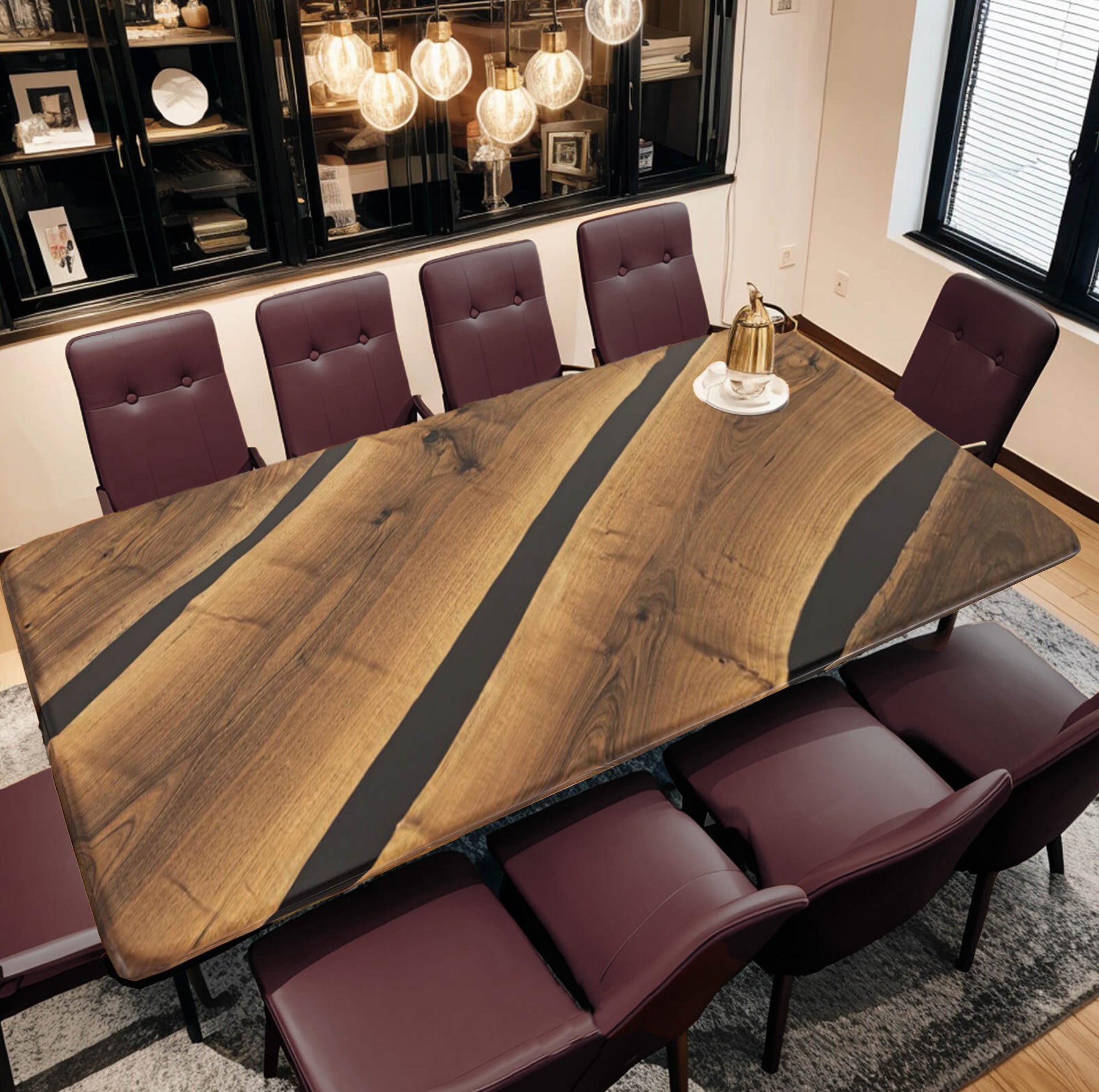 Custom Black Walnut Epoxy Resin Table – Black Resin BWB-36