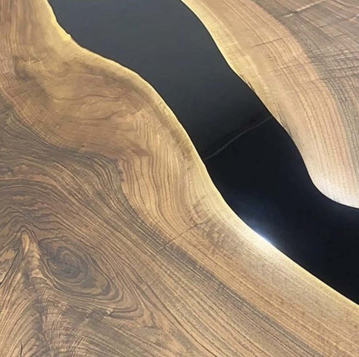 Custom Black Walnut Epoxy Resin Round Coffee Table – Black Resin BWB-34