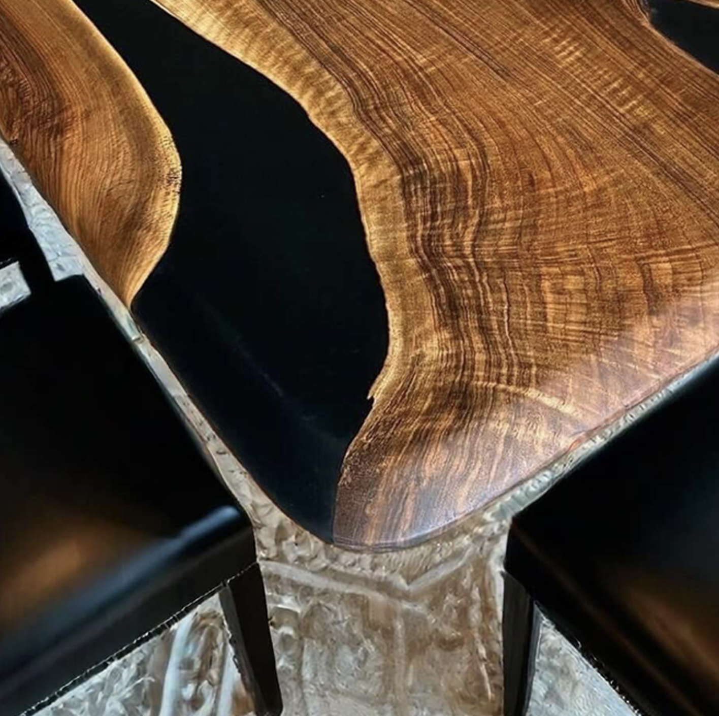 Custom Black Walnut Epoxy Resin Table – Black Resin BWB-24