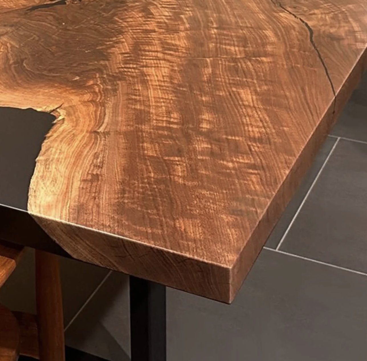 Custom Black Walnut Epoxy Resin Table – Black Resin BWB-37