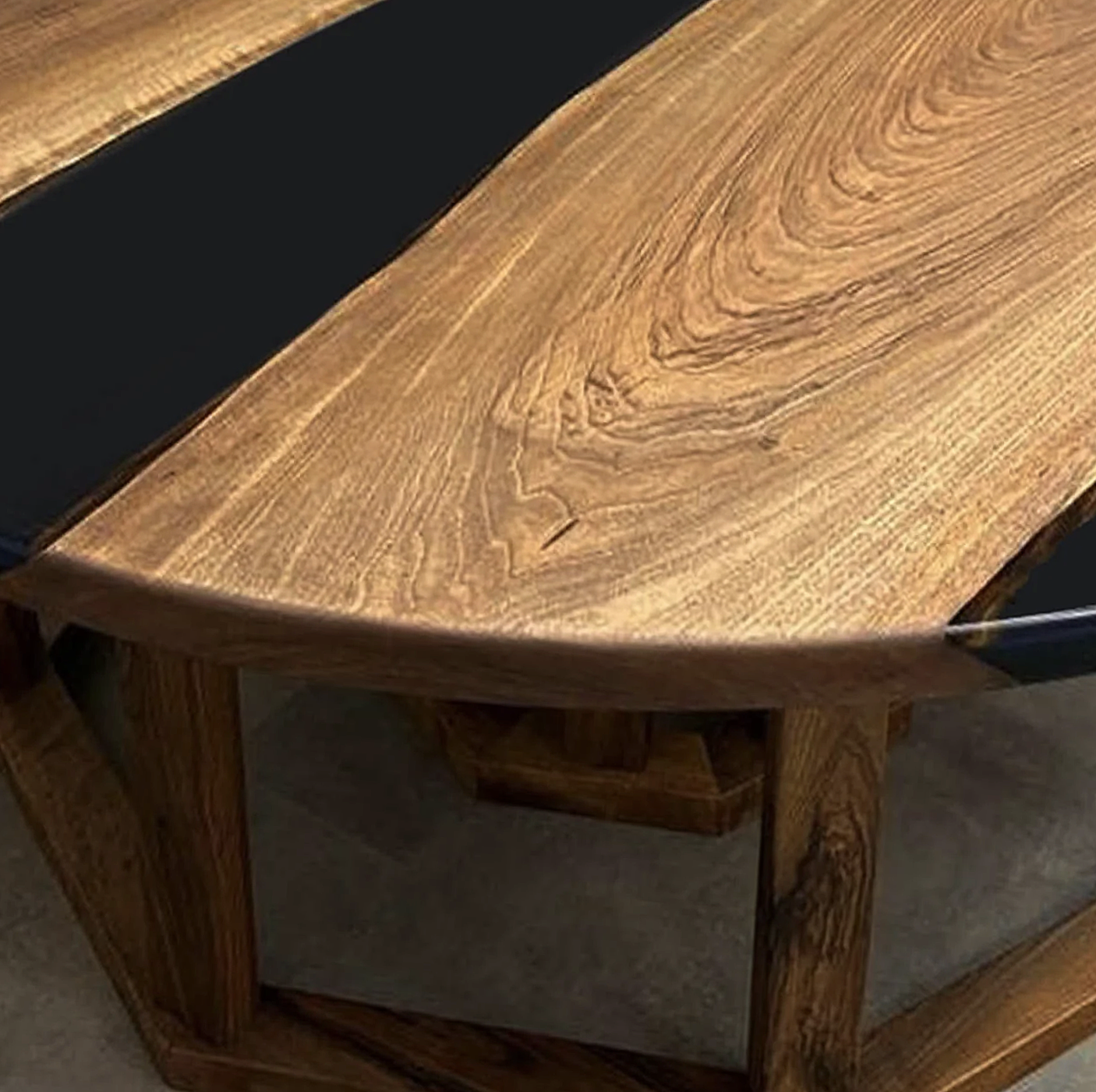 Custom Black Walnut Epoxy Resin Round Coffee Table – Black Resin BWB-33