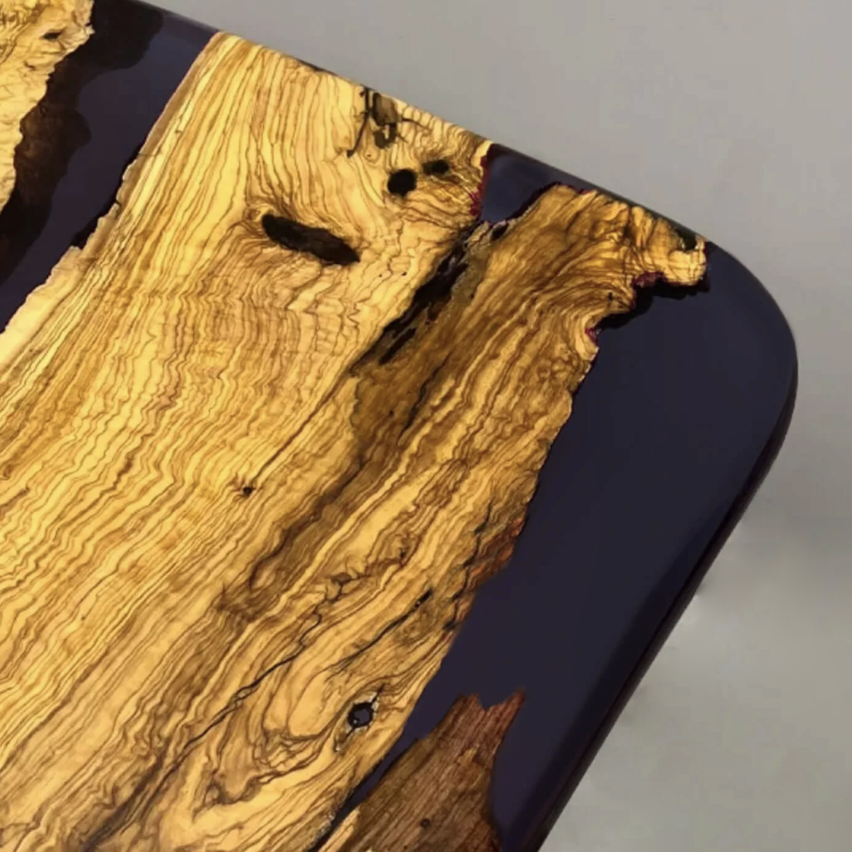 Custom Olive Epoxy Resin River Table - Purple Resin OP-21