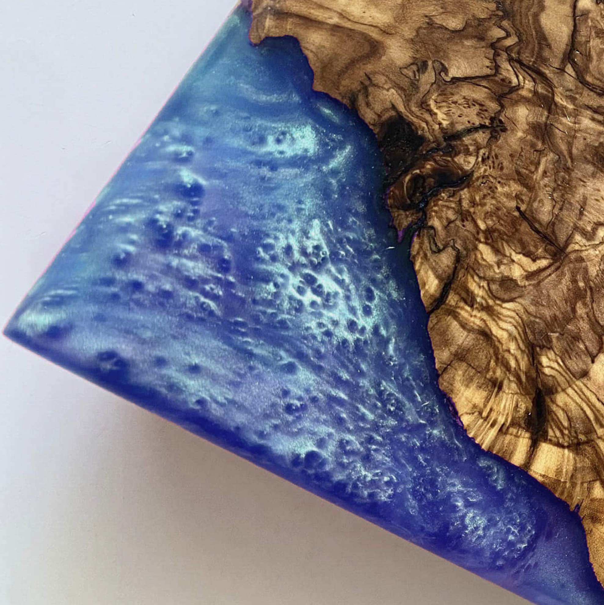 Custom Olive Wood Epoxy Resin River Table – Blue-Green Resin OB-30
