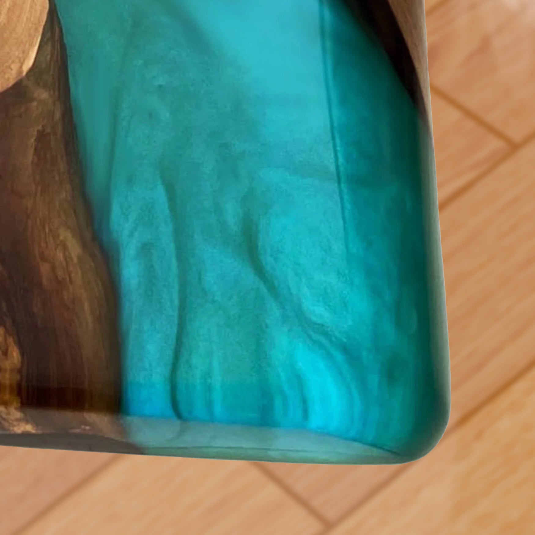 Custom Olive Wood Epoxy Resin River Table – Blue Resin OB-34