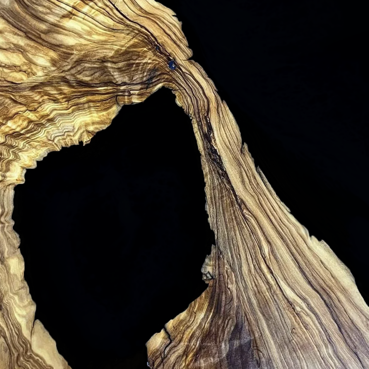 Custom Olive Wood Epoxy Resin River Table – Black Pearl OB-23