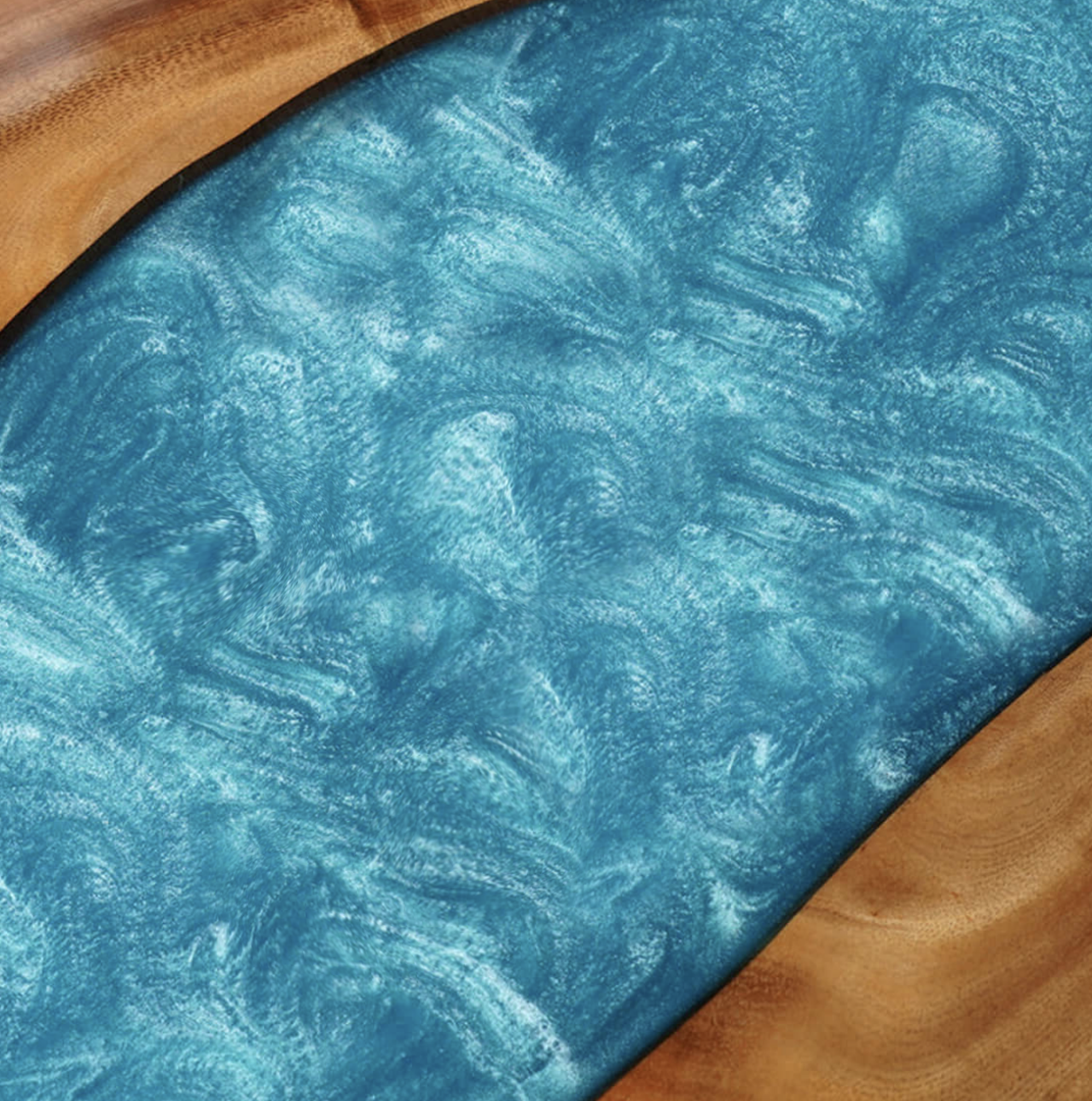 Custom Black Walnut Epoxy Resin River Table – Blue Resin BWB-23