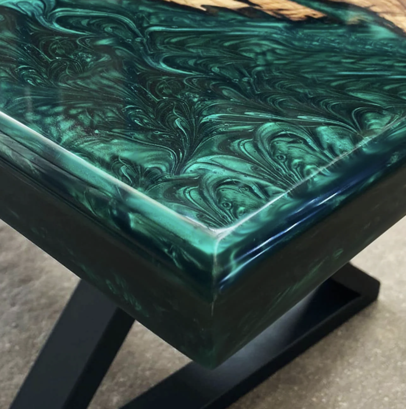 Custom Olive Wood Epoxy Resin River Table – Green Resin OG-32