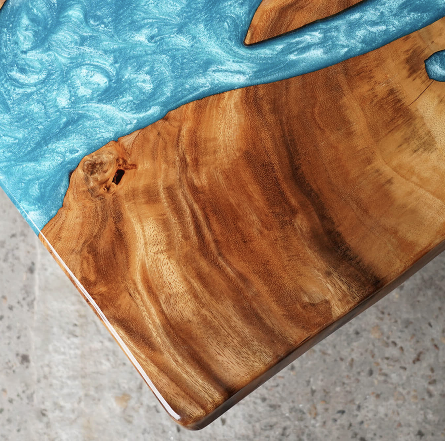 Custom Black Walnut Epoxy Resin River Table – Blue Resin BWB-23