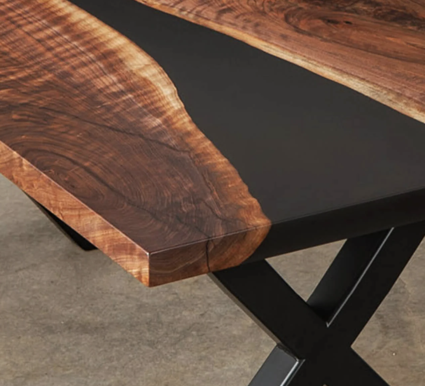 Custom Black Walnut Epoxy Resin Table – Black Resin BWB-35
