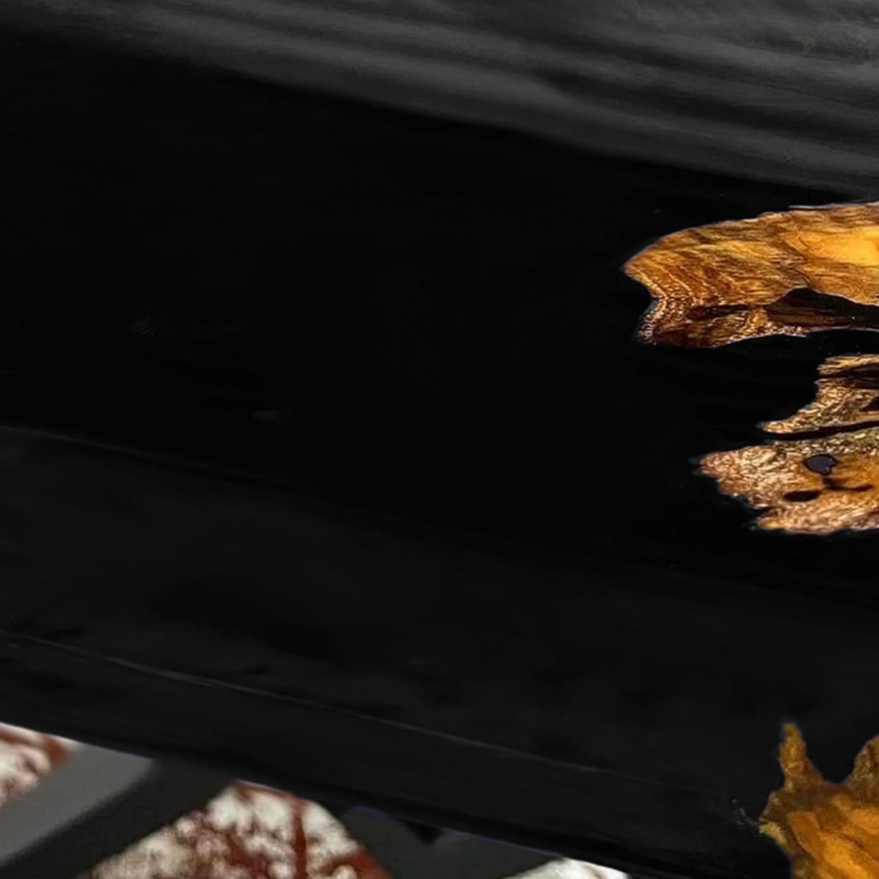 Custom Olive Wood Epoxy Resin River Table – Black Pearl OB-23