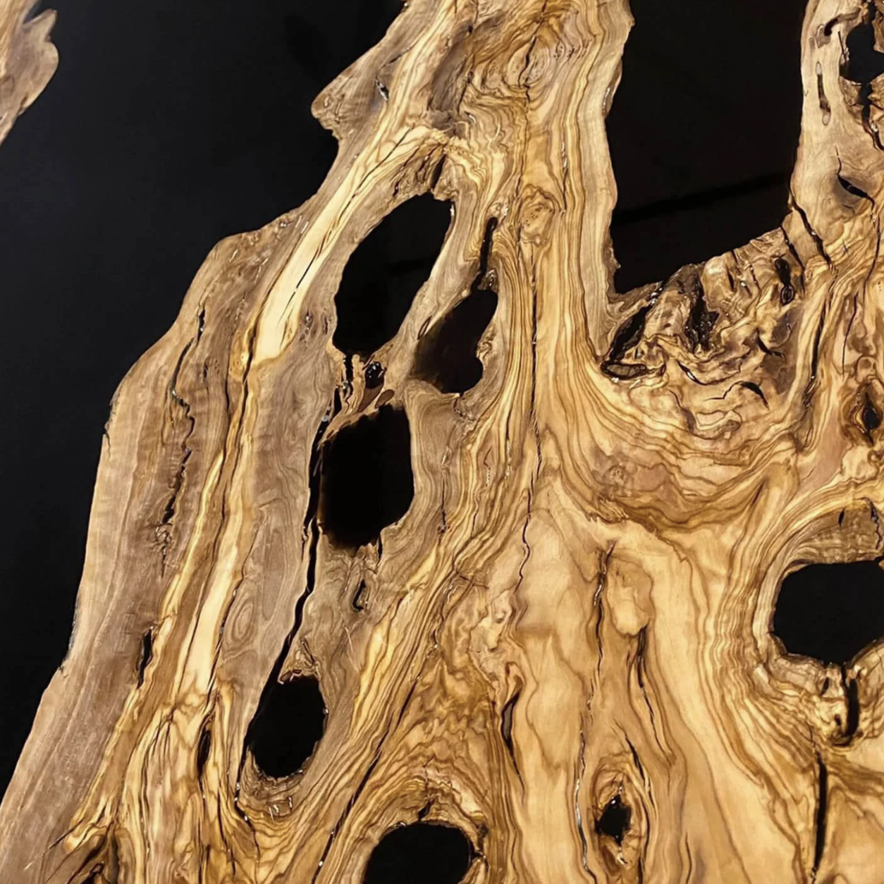Custom Olive Wood Epoxy Resin River Table – Black Resin OG-27