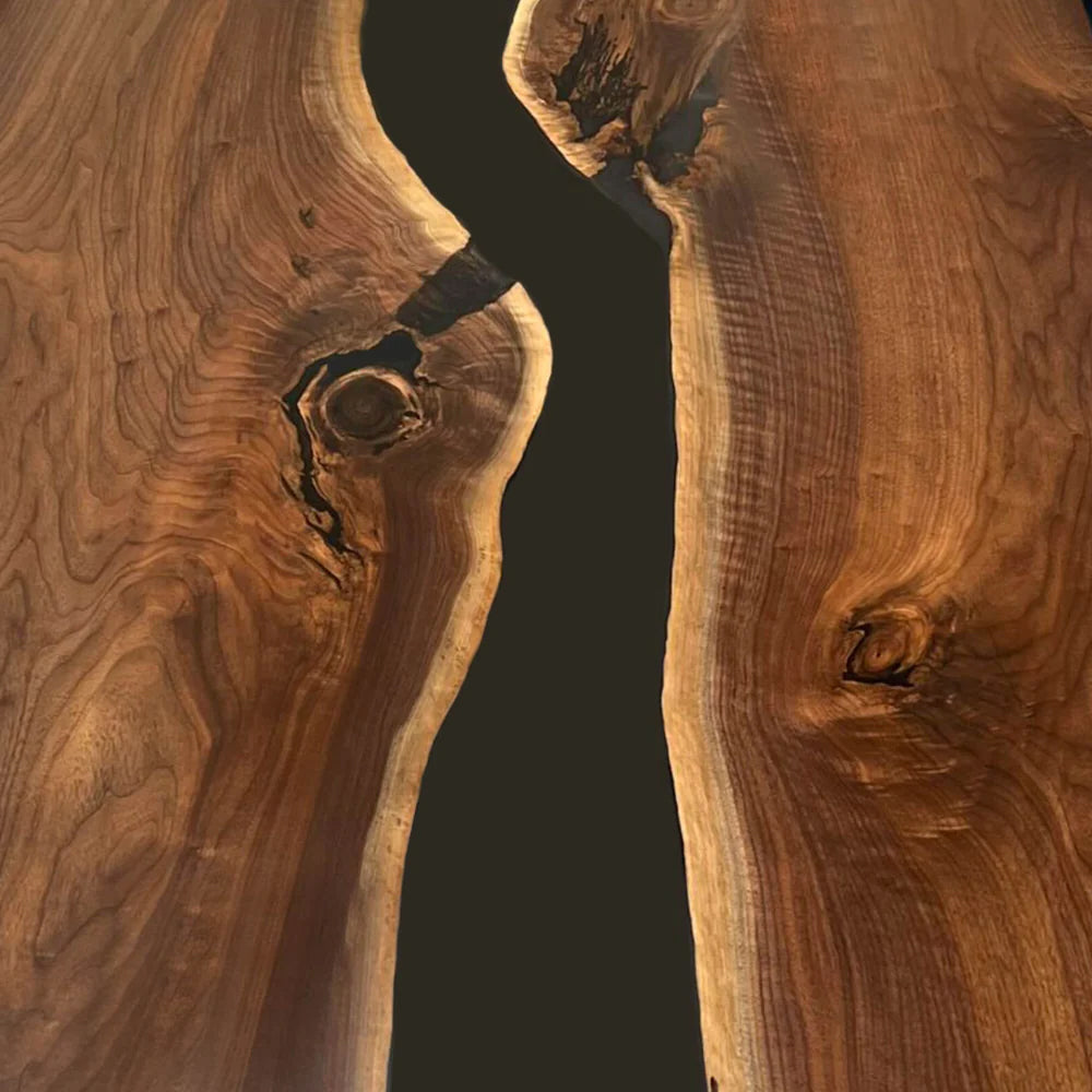 Custom Black Walnut Epoxy Resin River Table – Black Resin BWB-41