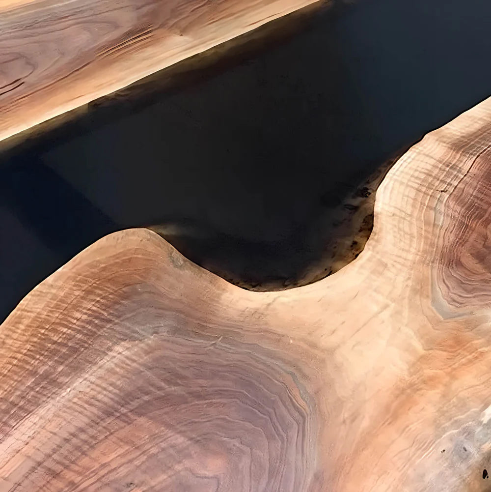 Custom Black Walnut Epoxy Resin River Table – Black Resin BWB-42