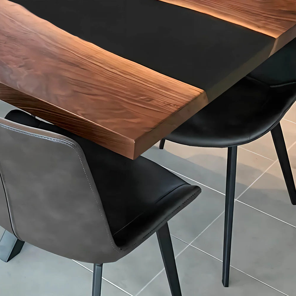 Custom Black Walnut Epoxy Resin River Table – Black Resin BWB-47