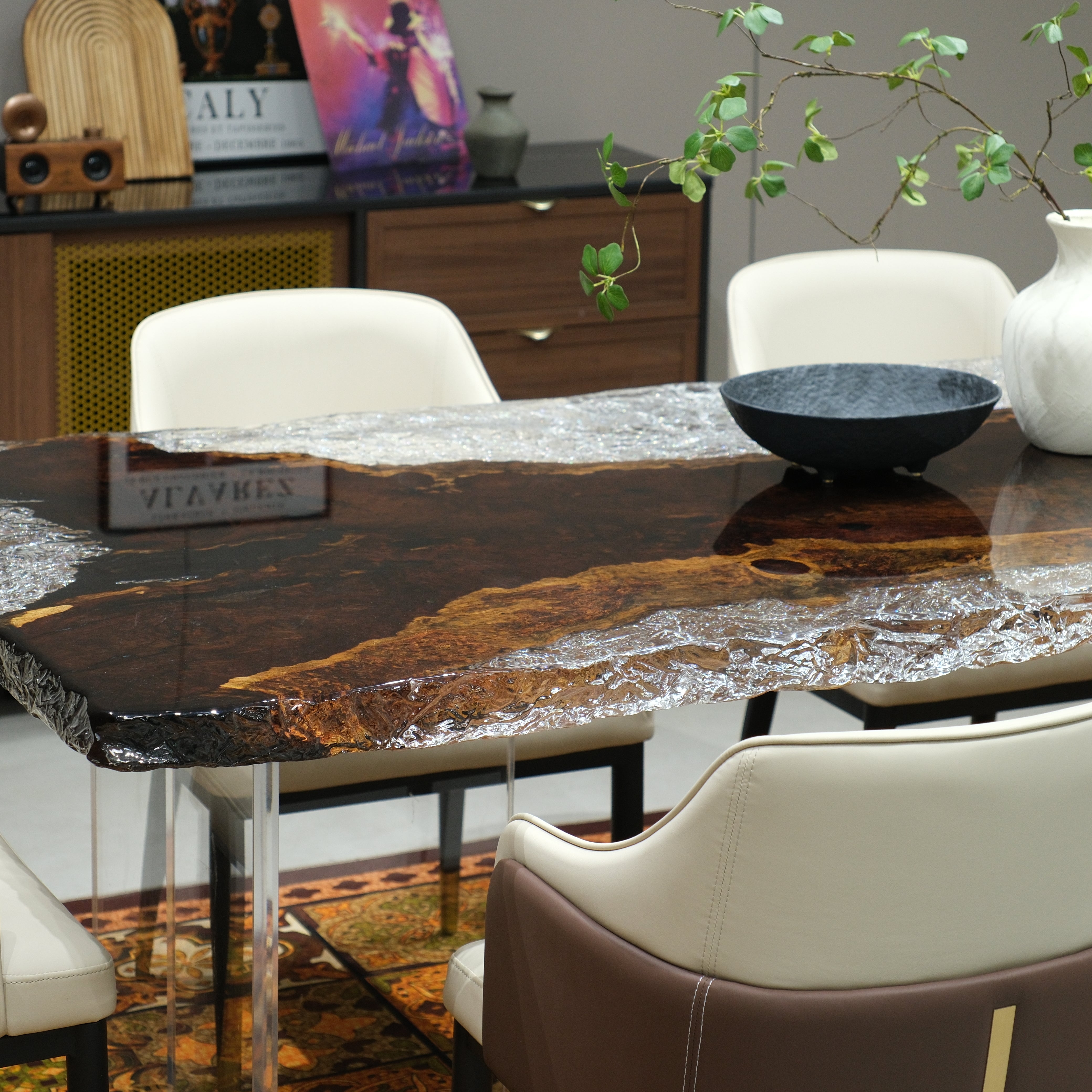 Custom Ebony Epoxy Resin Table – Ice Crystal Resin XHZB8033
