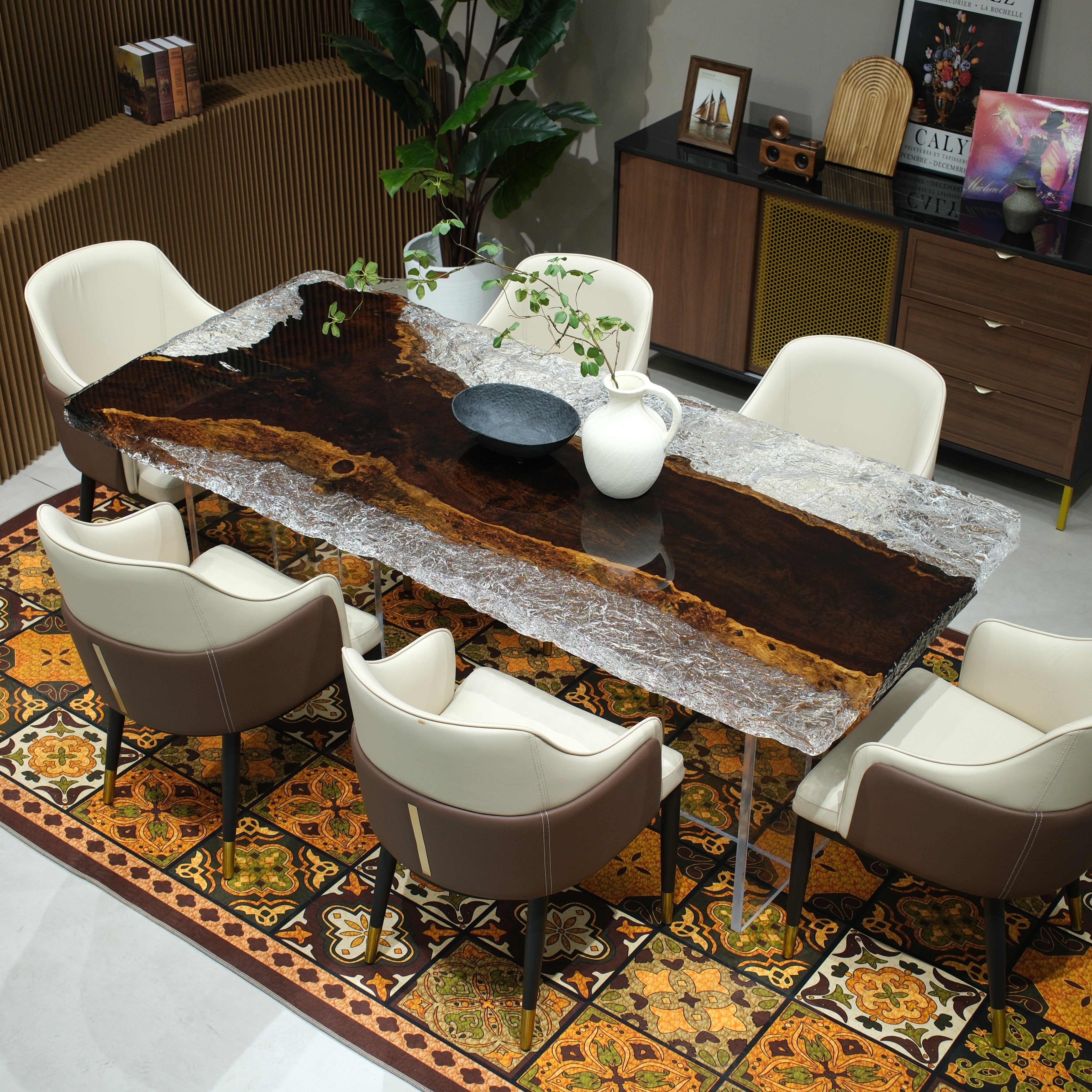 Custom Ebony Epoxy Resin Table – Ice Crystal Resin XHZB8033