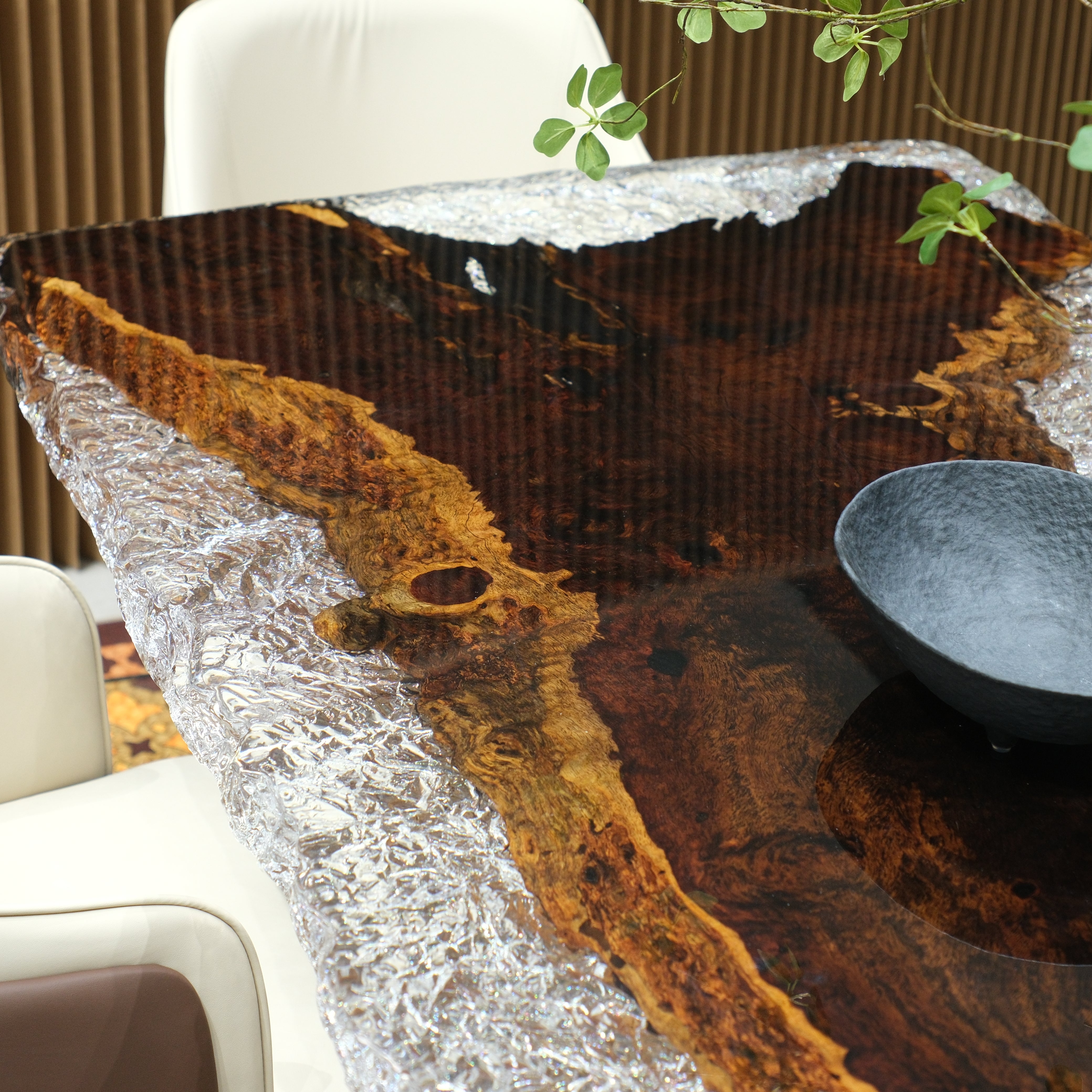 Custom Ebony Epoxy Resin Table – Ice Crystal Resin XHZB8033