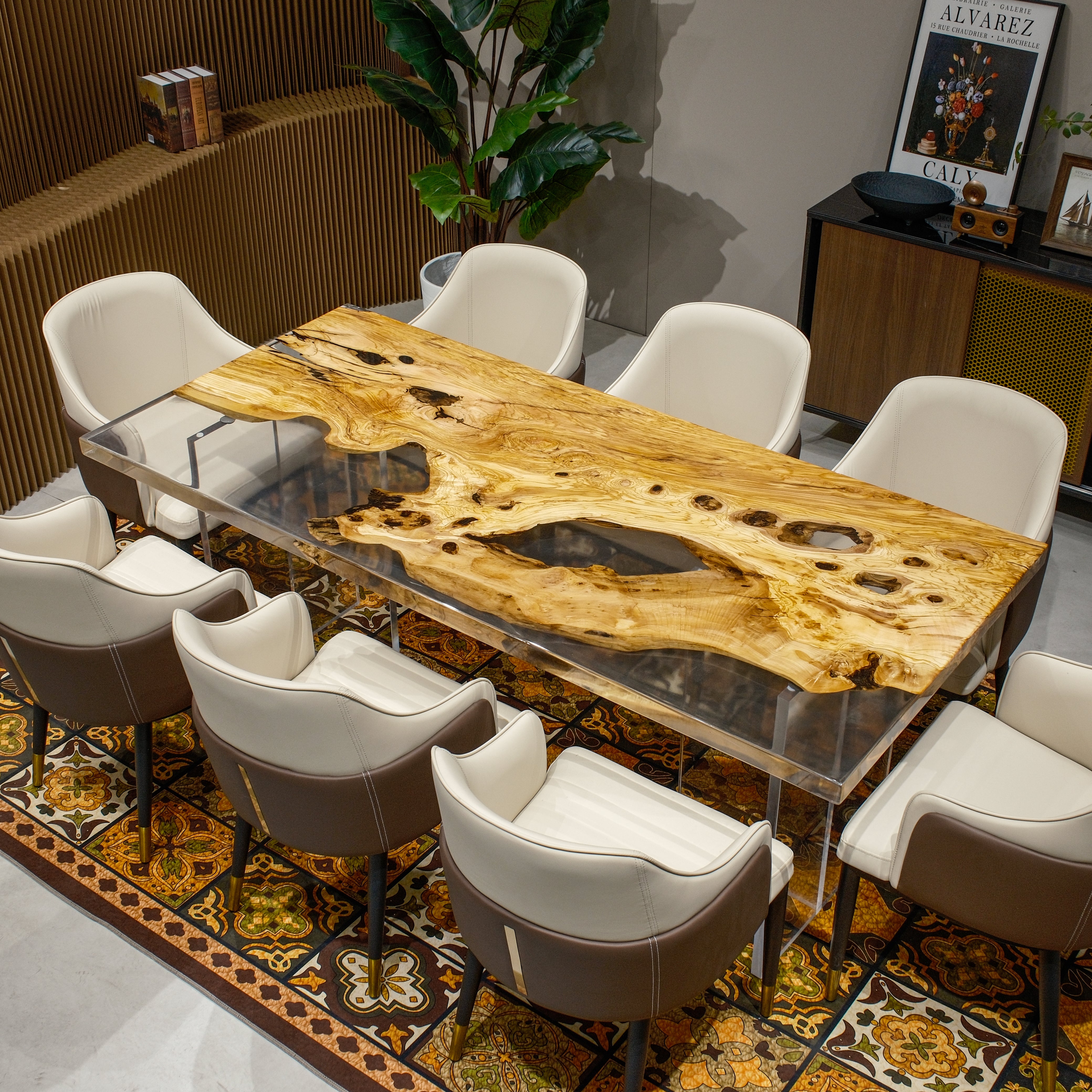 Custom Olive Wood Epoxy Resin Table – Clear Resin XGZB1059