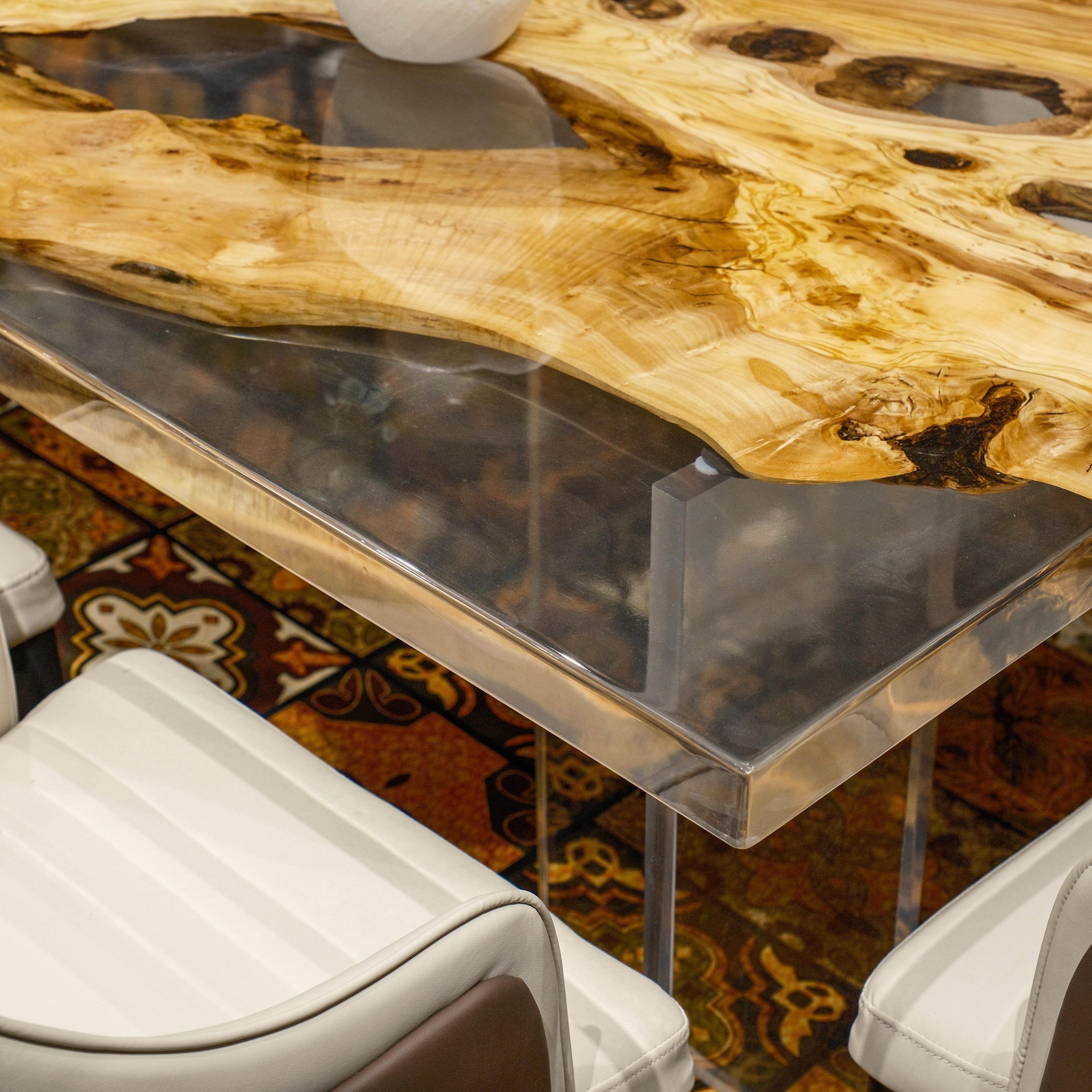 Custom Olive Wood Epoxy Resin Table – Clear Resin XGZB1059