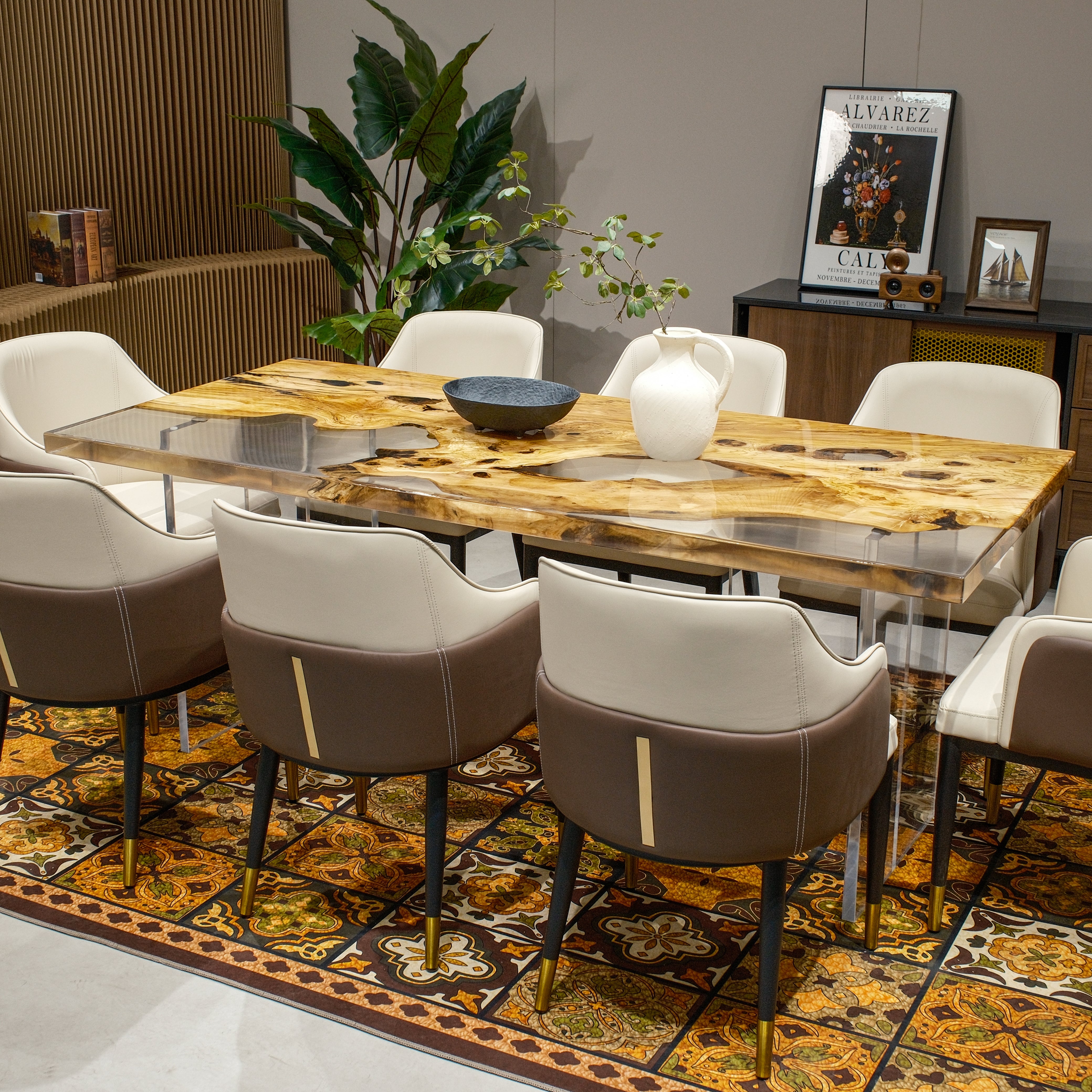 Custom Olive Wood Epoxy Resin Table – Clear Resin XGZB1059