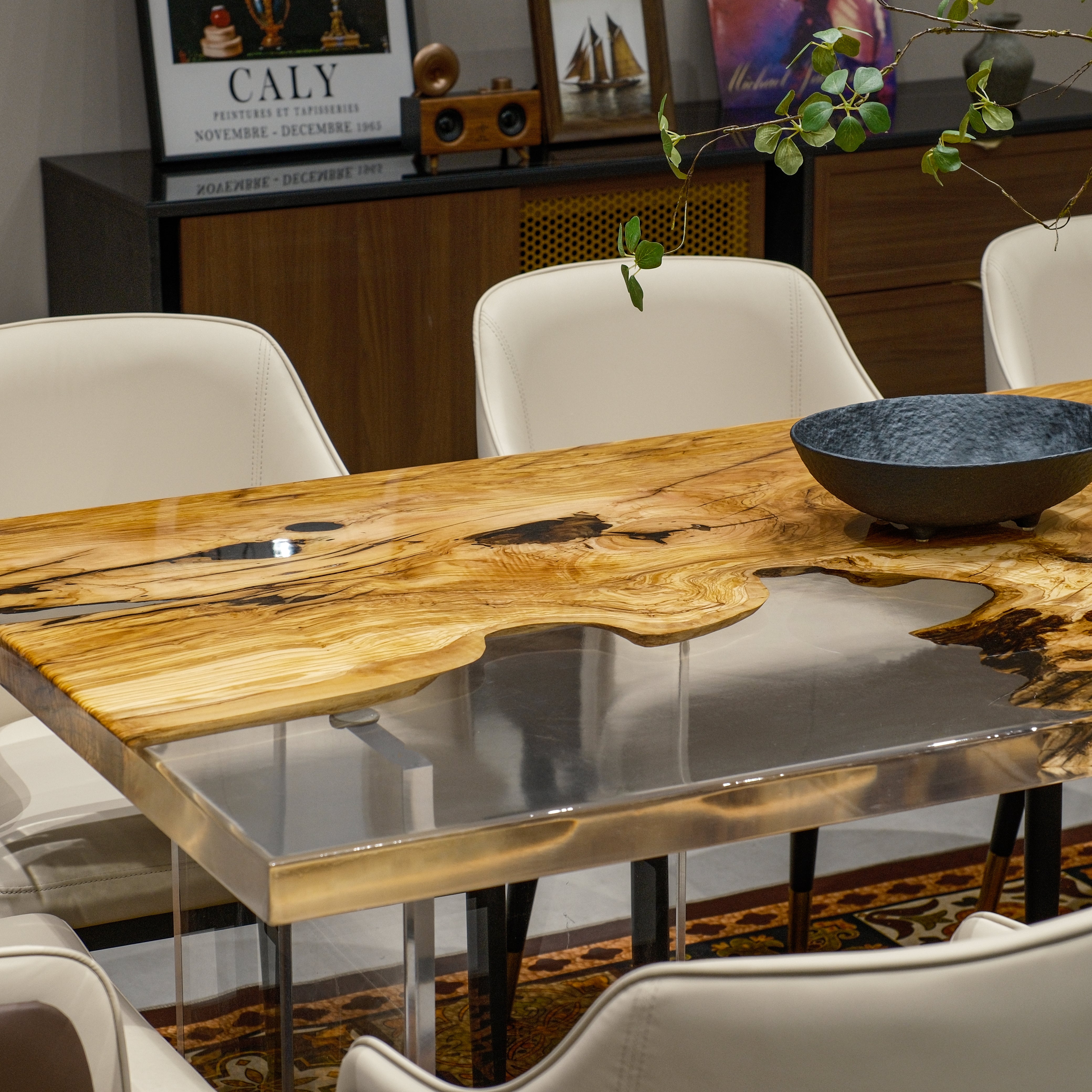Custom Olive Wood Epoxy Resin Table – Clear Resin XGZB1059