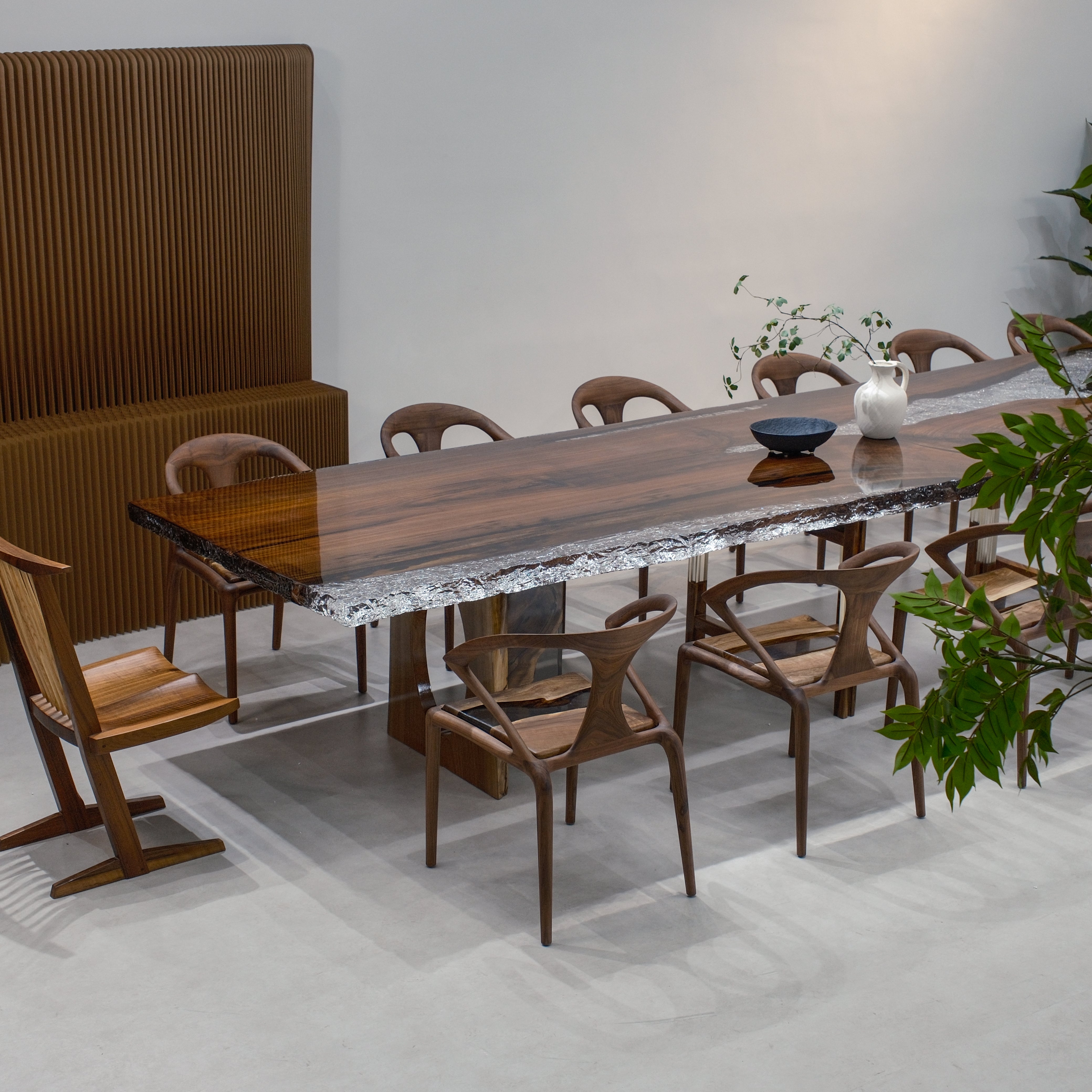 Custom Black Walnut Luxury Epoxy Resin Table – Ice Crystal Resin XBZB7072
