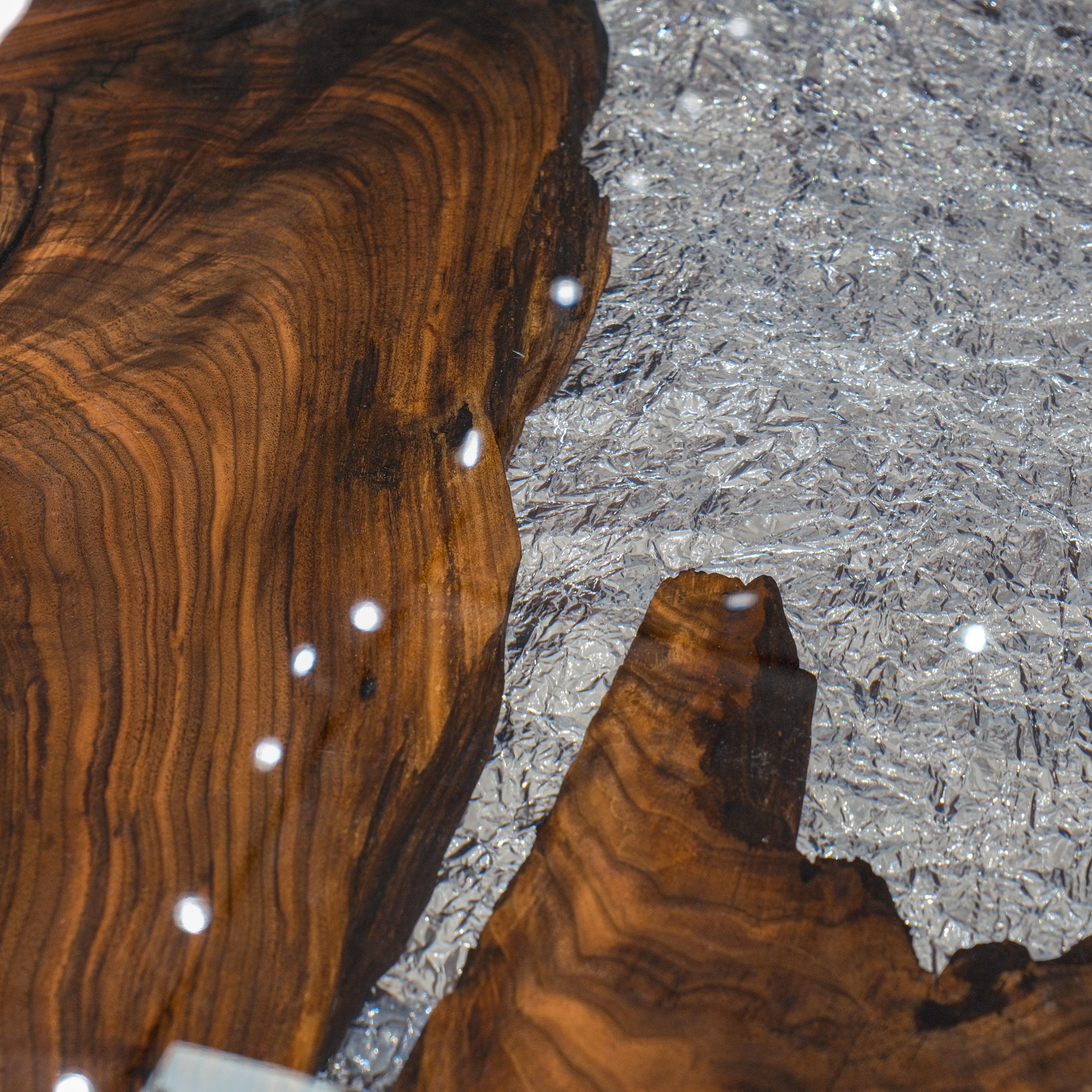 Custom Black Walnut Luxury Epoxy Resin Table – Ice Crystal Resin XBZB7072