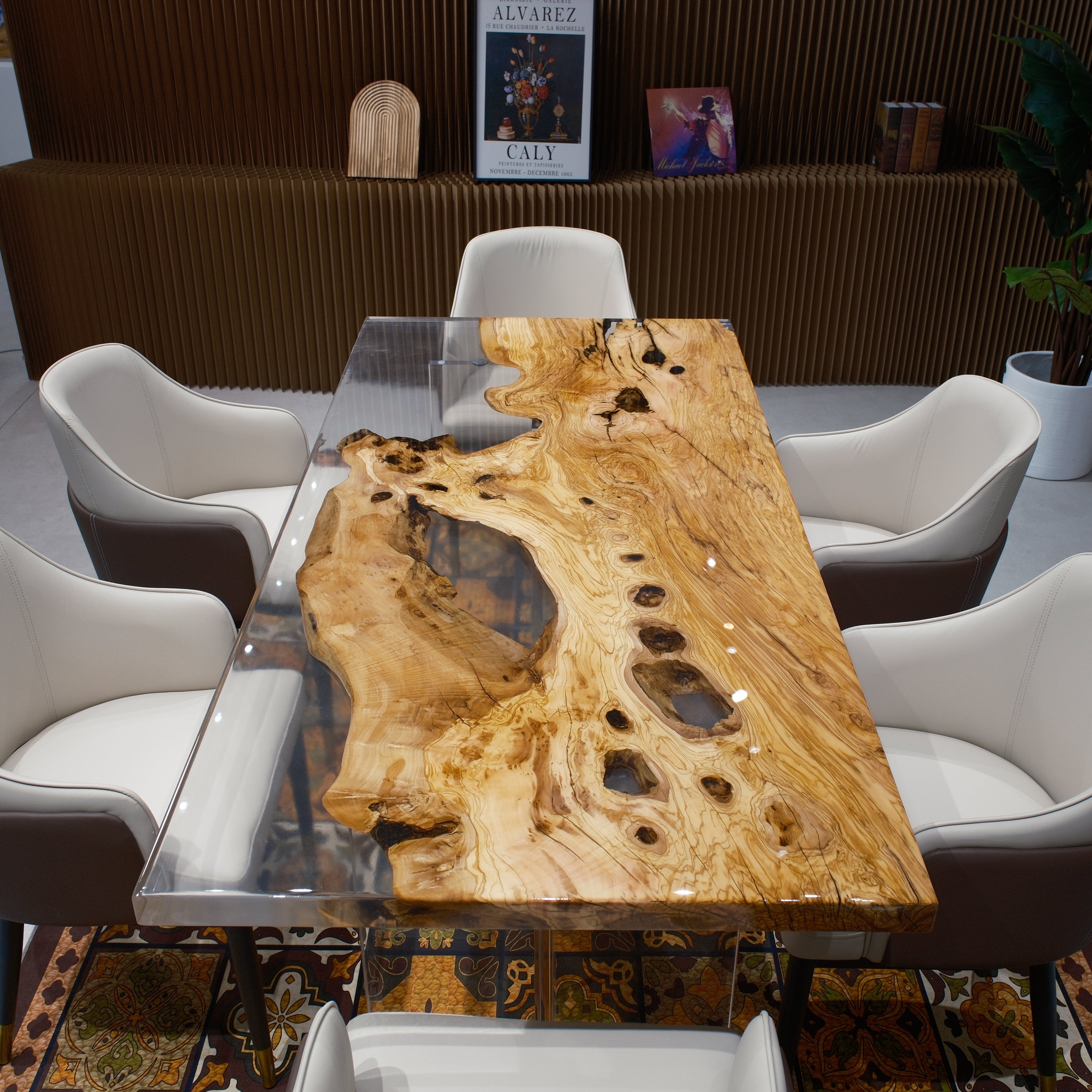 Custom Olive Wood Epoxy Resin Table – Clear Resin XGZB1059
