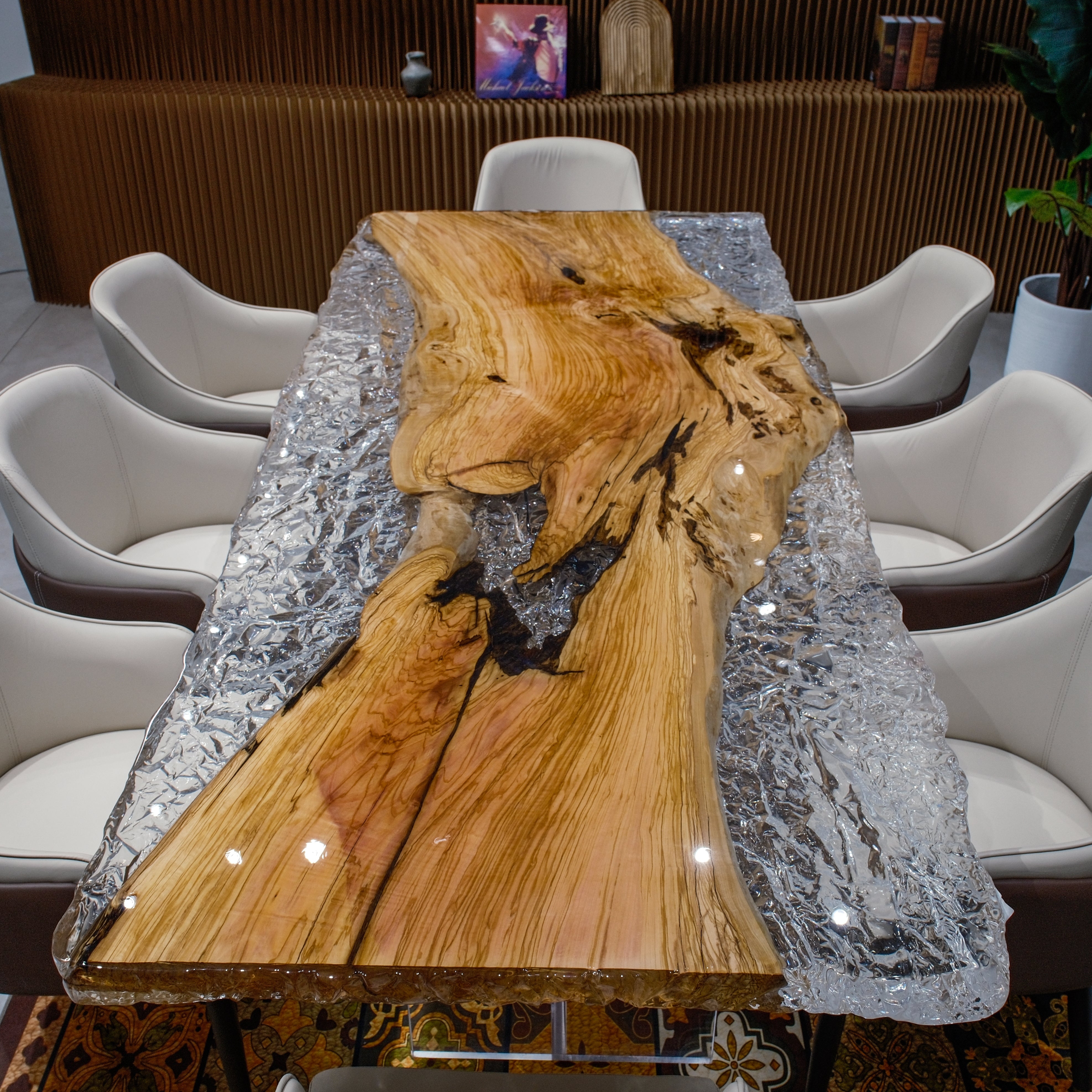 Custom Olive Wood Epoxy Resin Table – Ice Crystal Resin XGZB1066