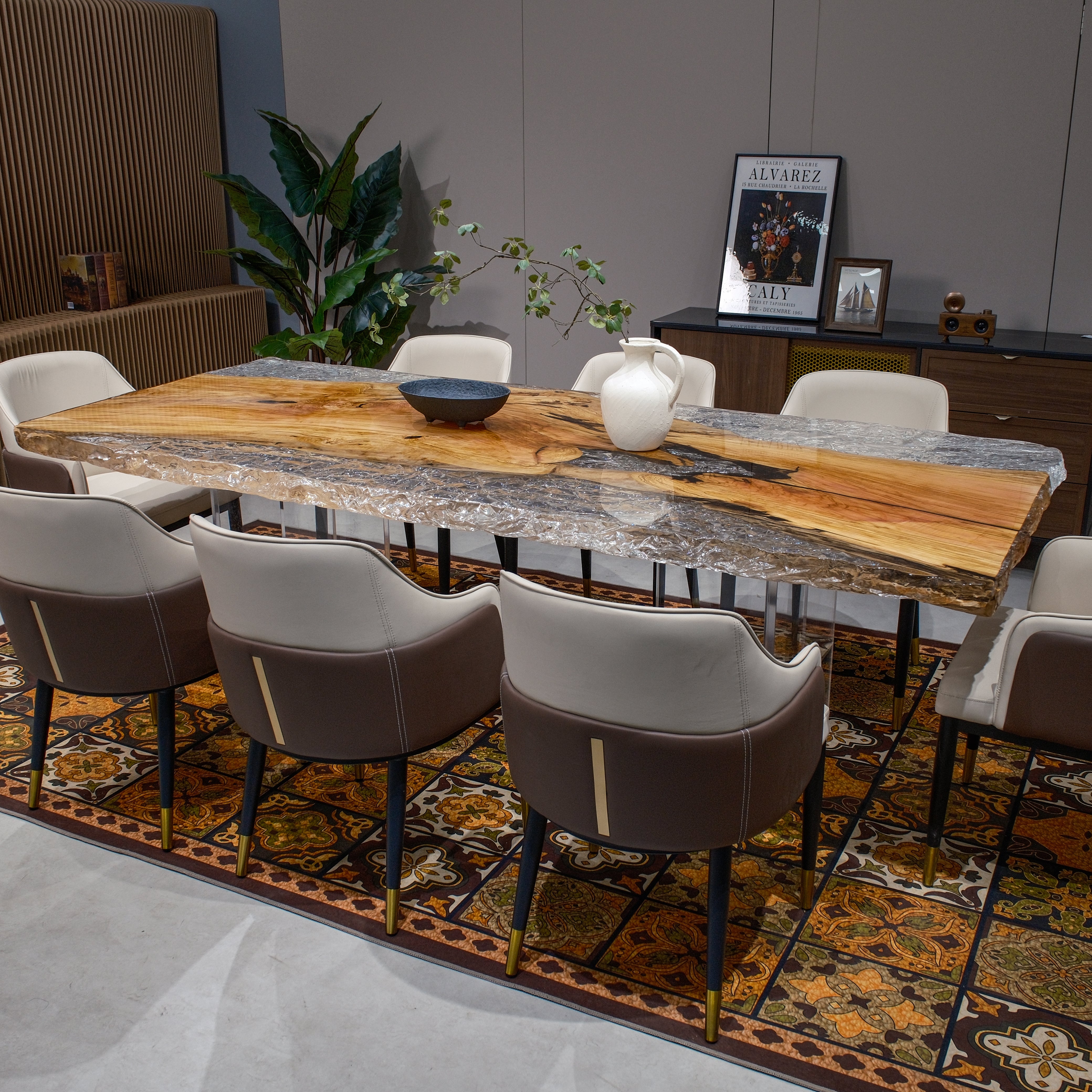 Custom Olive Wood Epoxy Resin Table – Ice Crystal Resin XGZB1066