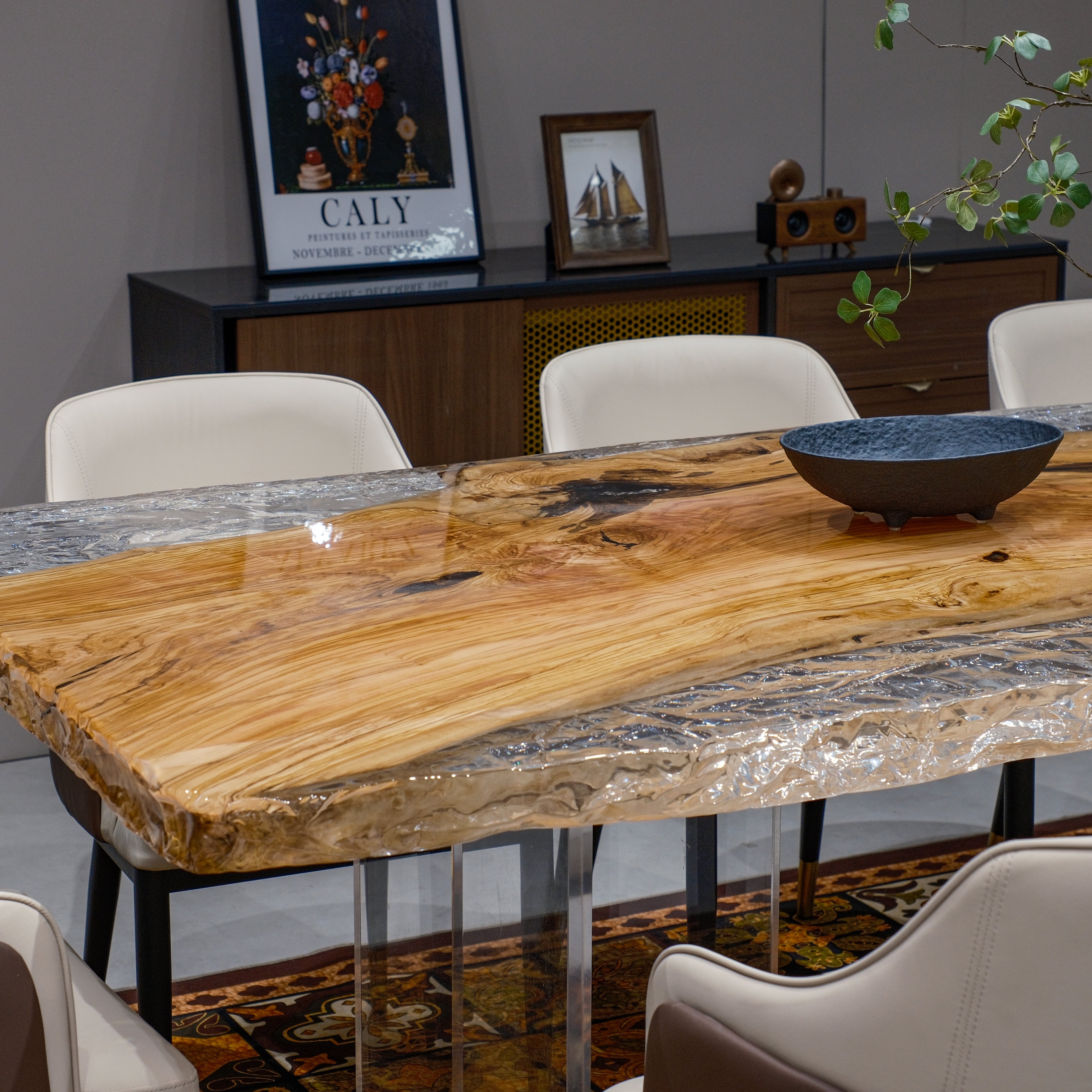 Custom Olive Wood Epoxy Resin Table – Ice Crystal Resin XGZB1066