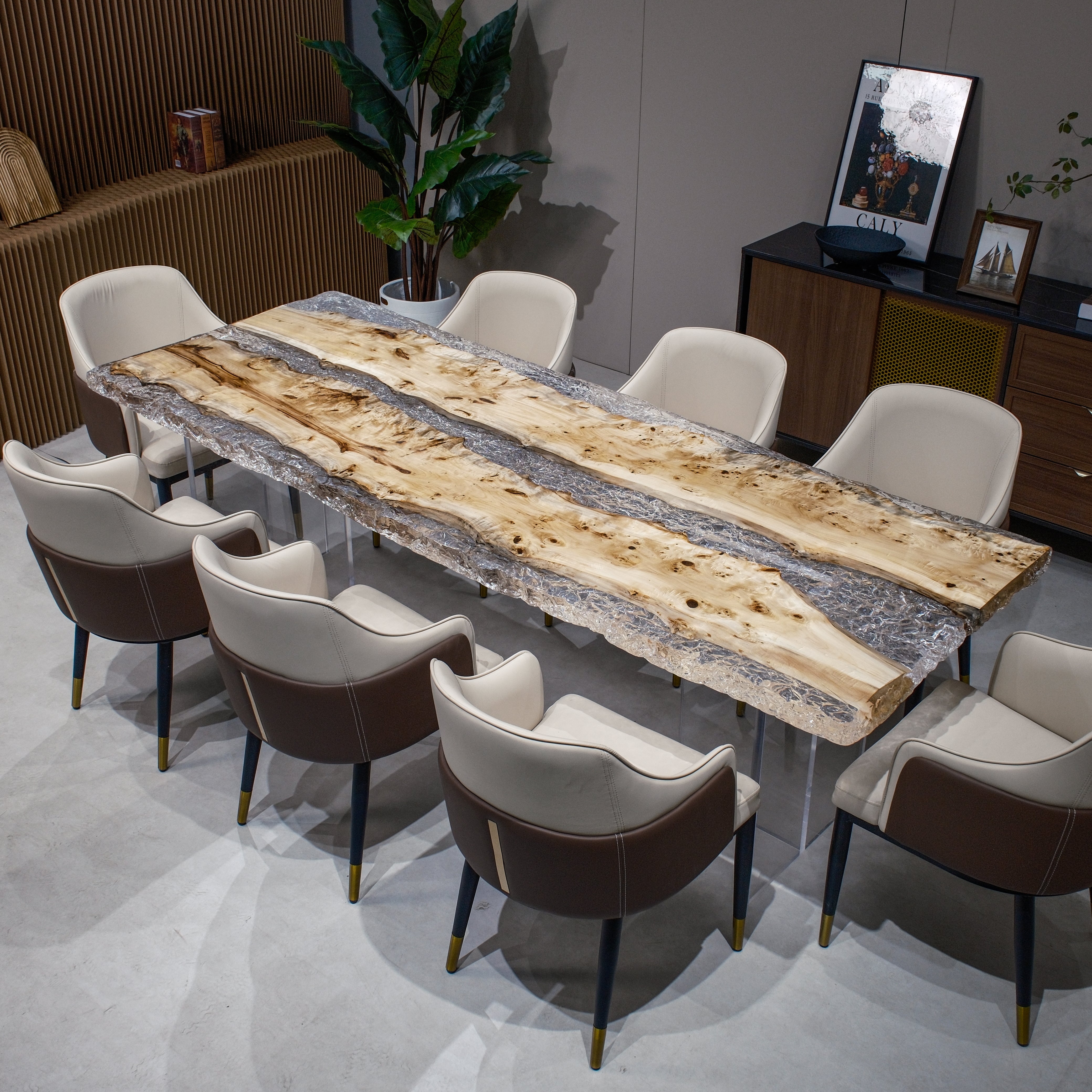 Custom Poplar Wood Epoxy Resin Table – Ice Crystal Resin XFZB12018