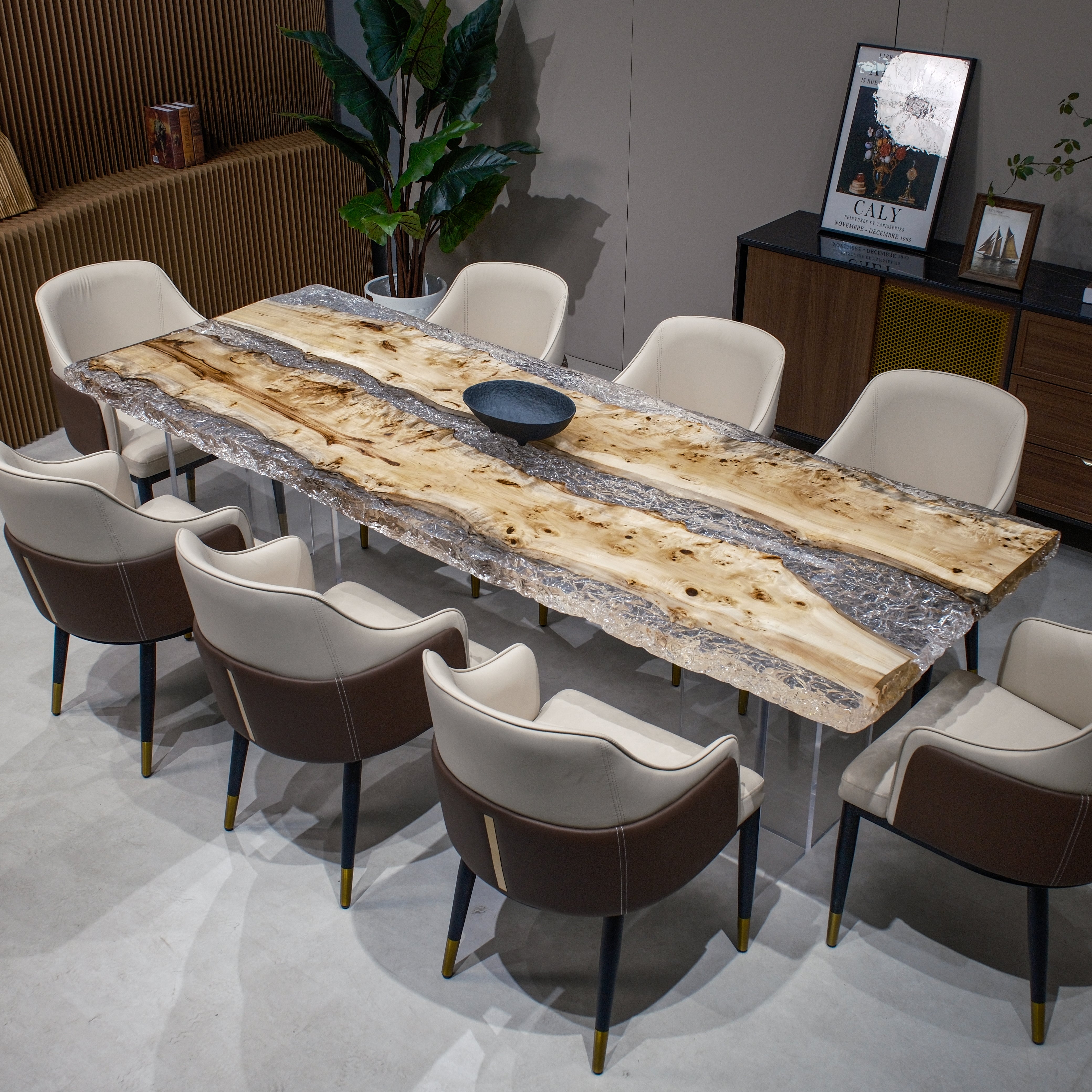 Custom Poplar Wood Epoxy Resin Table – Ice Crystal Resin XFZB12018