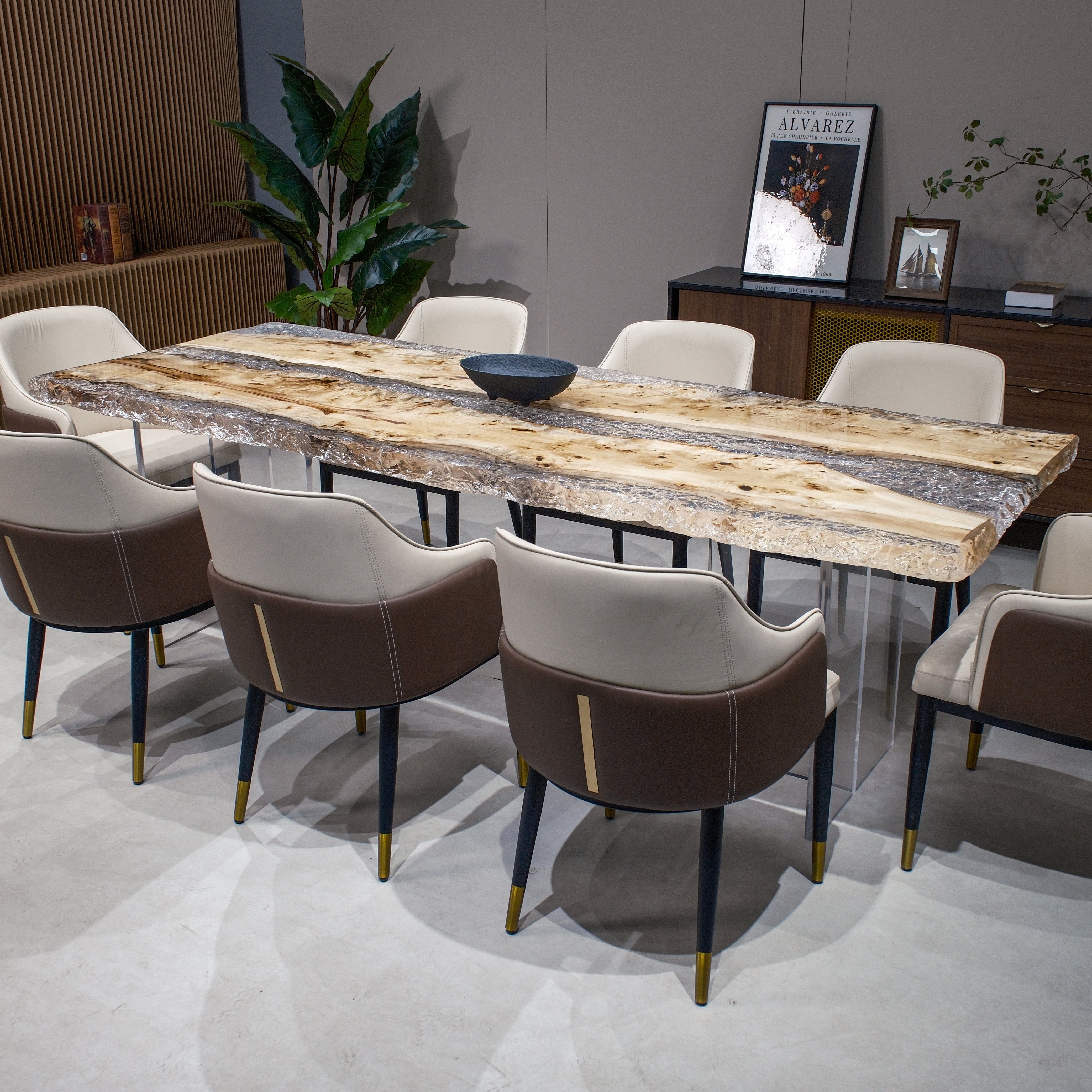 Custom Poplar Wood Epoxy Resin Table – Ice Crystal Resin XFZB12018