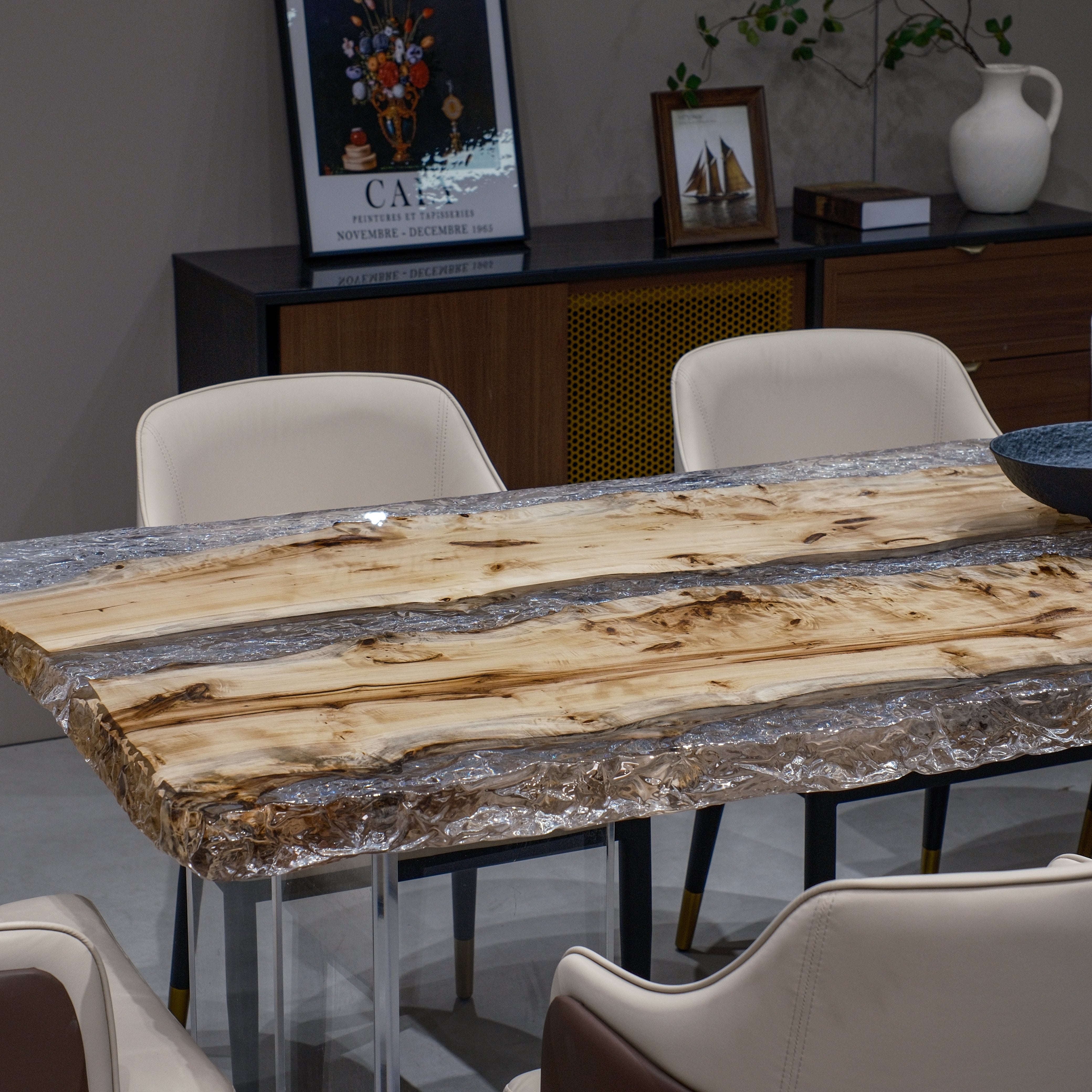 Custom Poplar Wood Epoxy Resin Table – Ice Crystal Resin XFZB12018