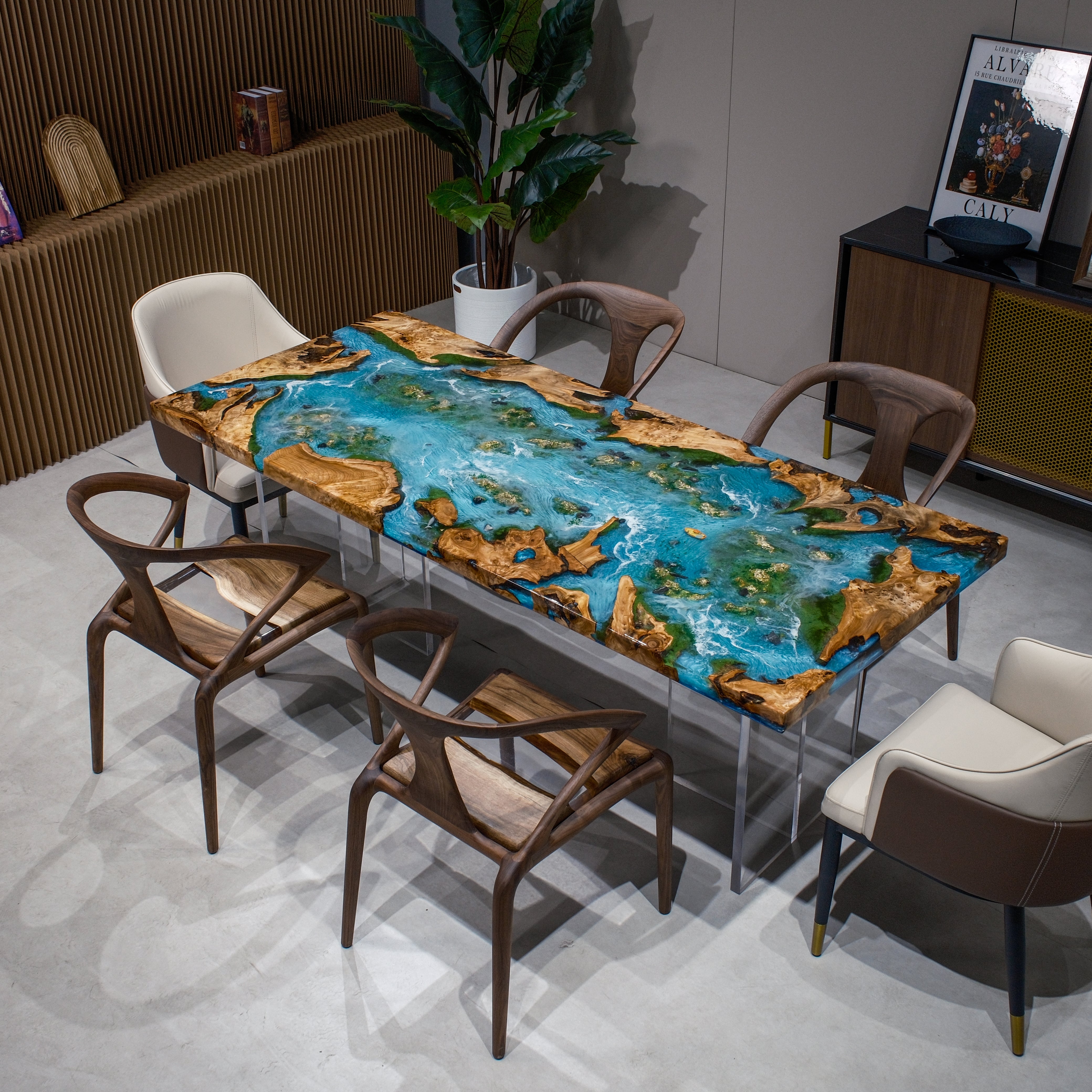 Custom Cedar Burl Epoxy Resin Table – Blue Ocean Resin XSZB11023