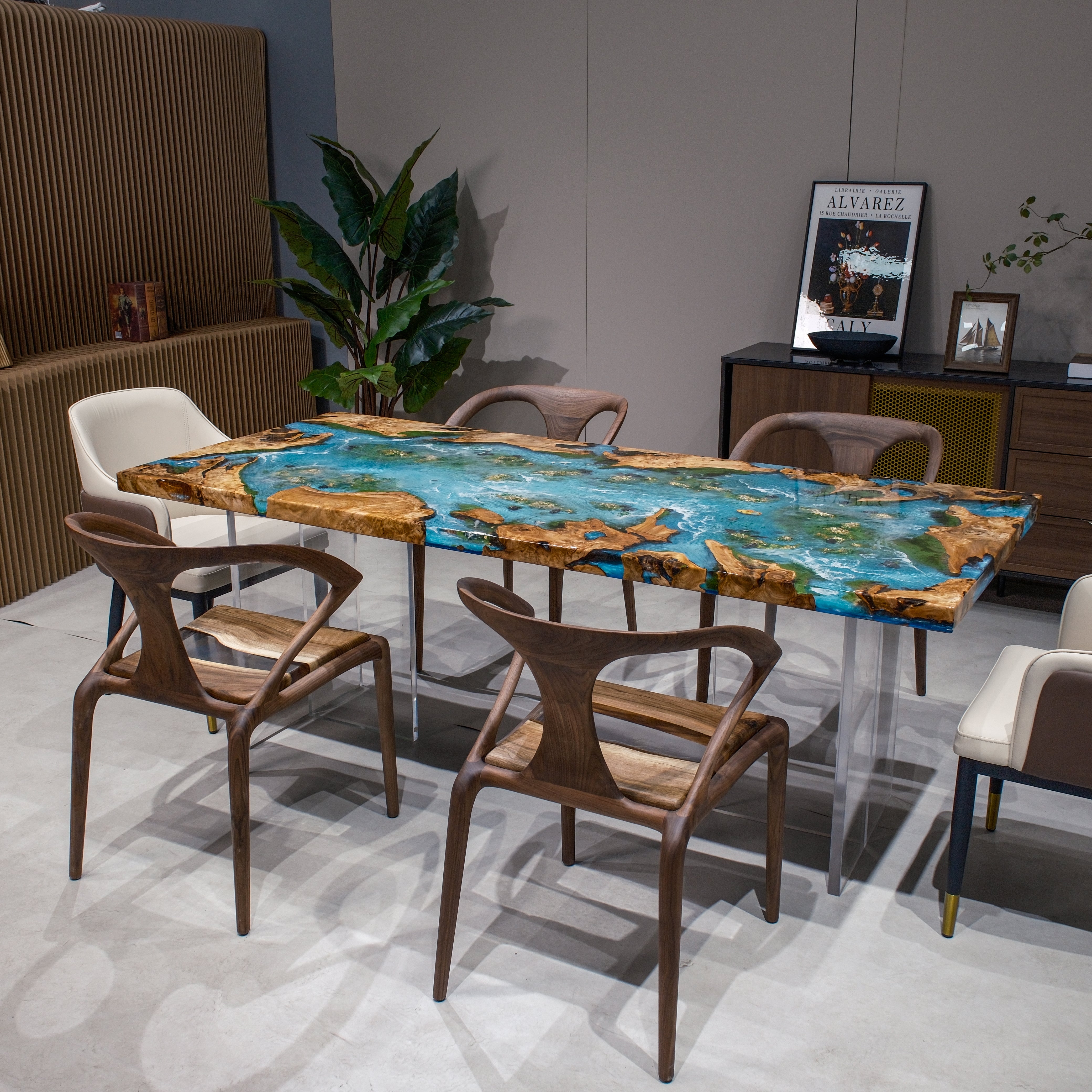 Custom Cedar Burl Epoxy Resin Table – Blue Ocean Resin XSZB11023