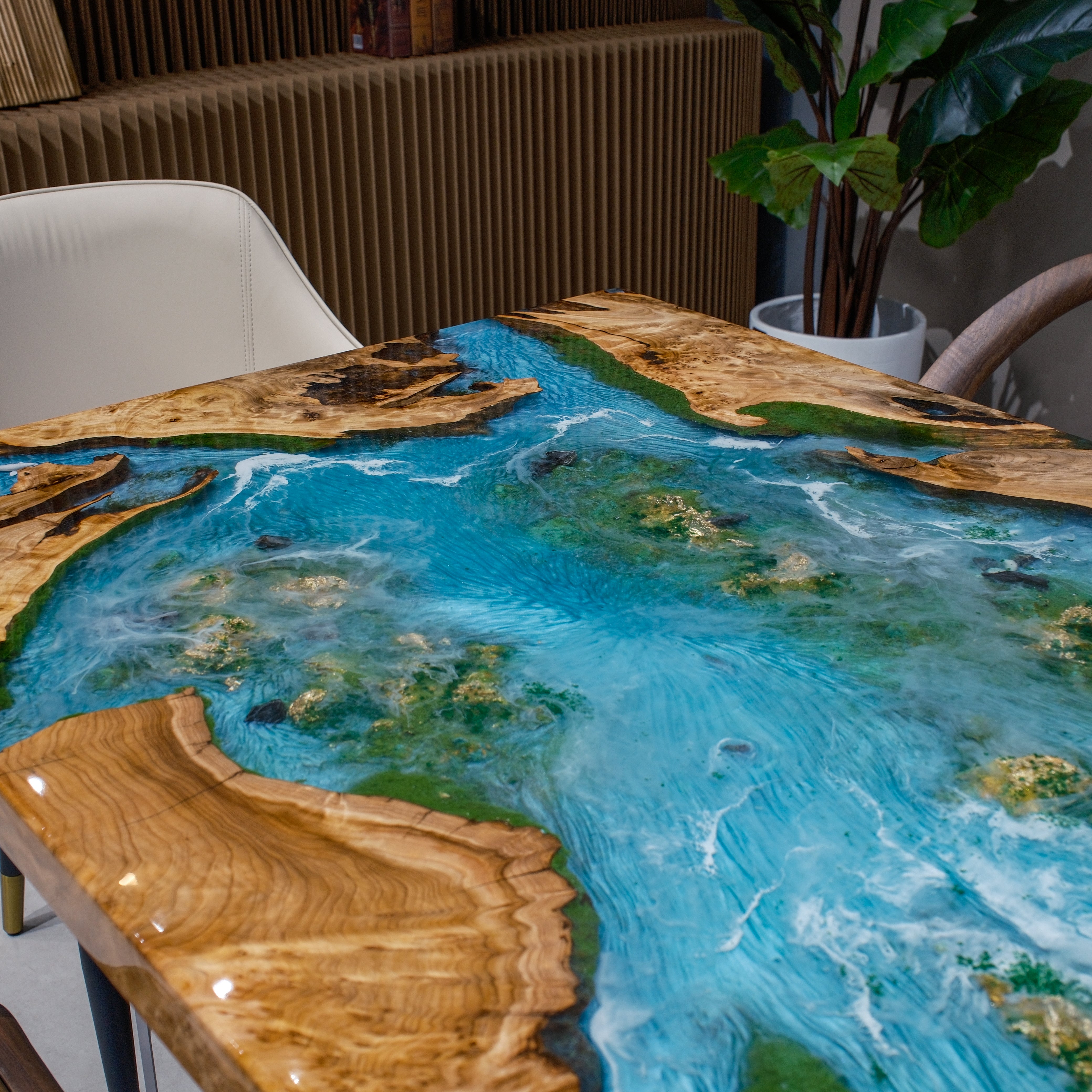 Custom Cedar Burl Epoxy Resin Table – Blue Ocean Resin XSZB11023
