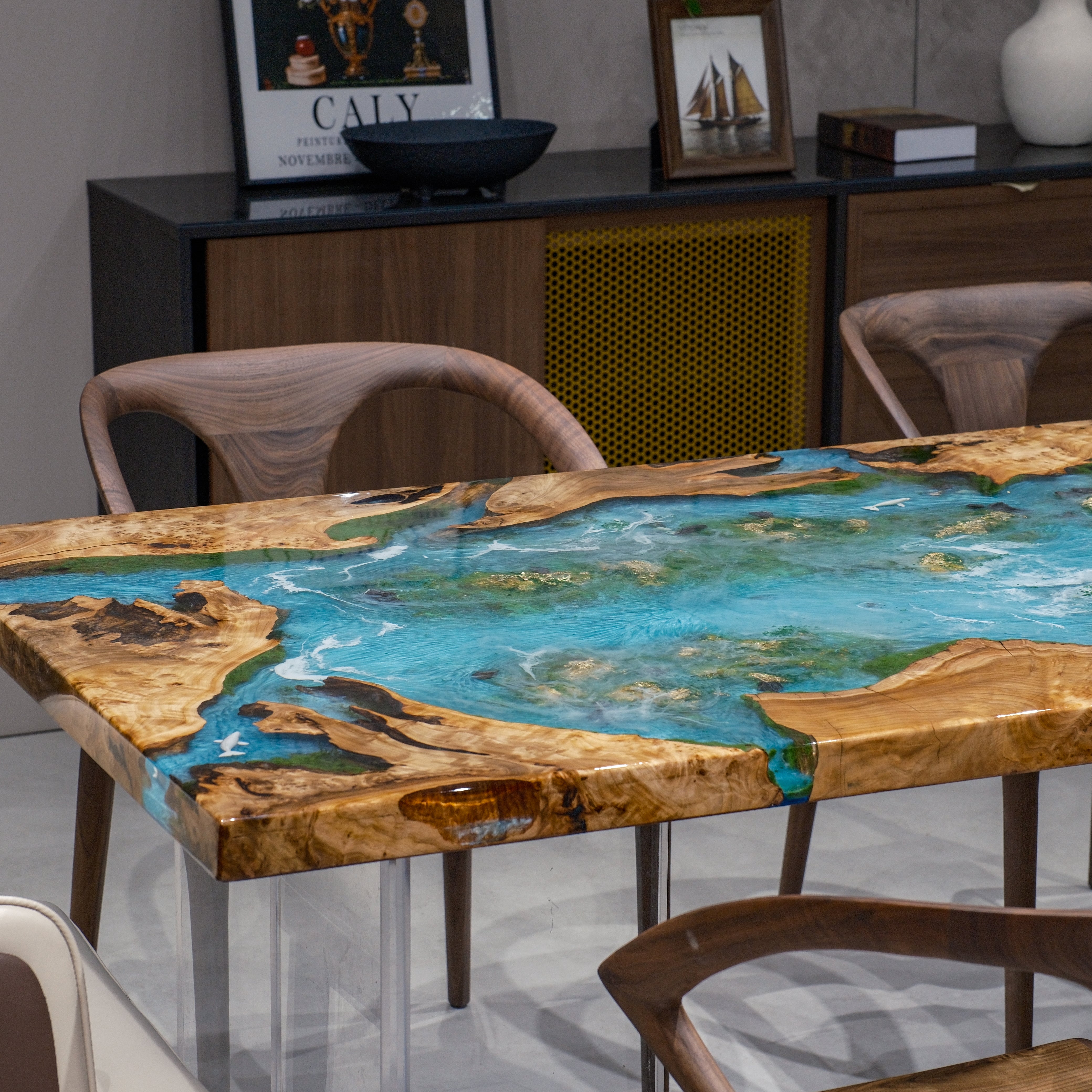 Custom Cedar Burl Epoxy Resin Table – Blue Ocean Resin XSZB11023