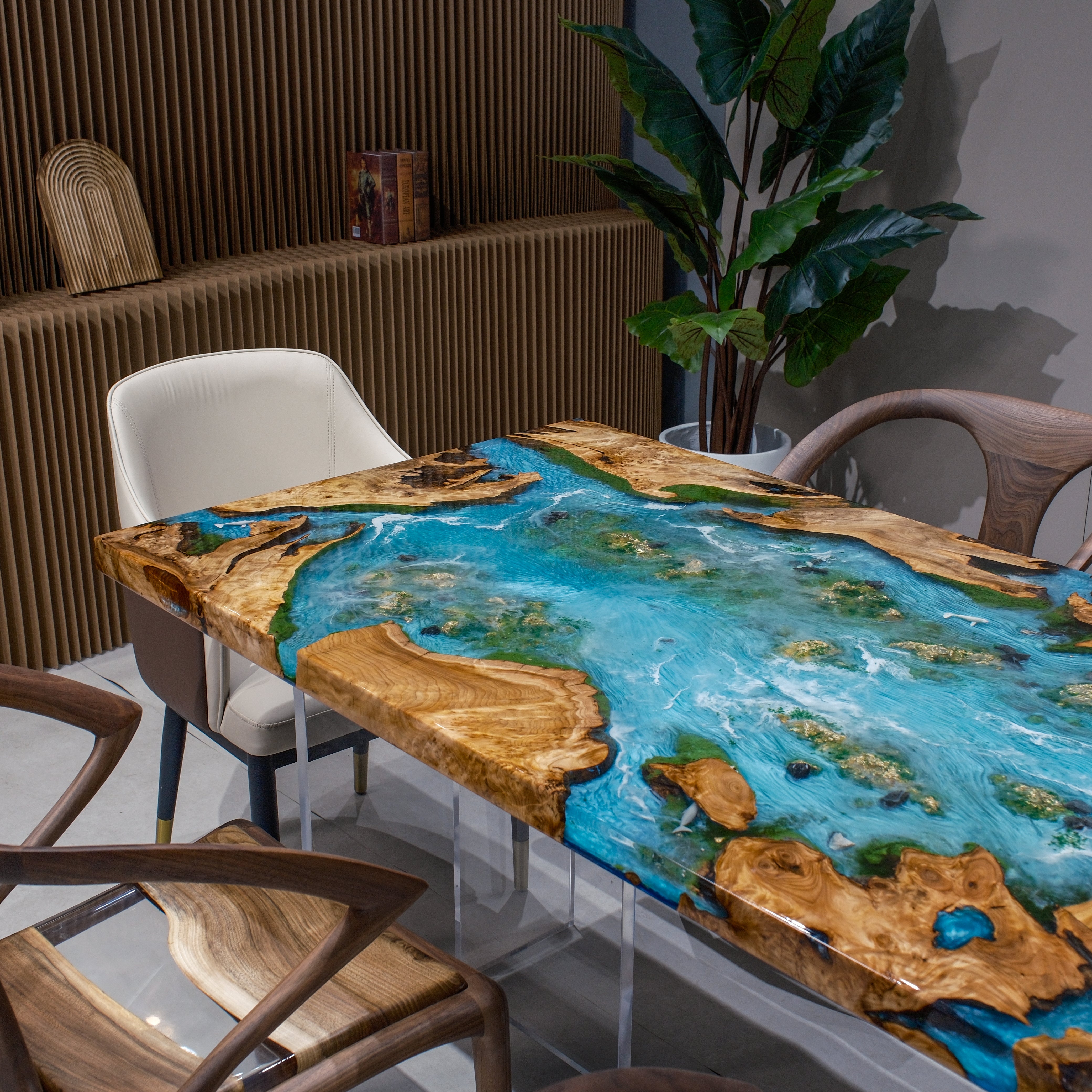 Custom Cedar Burl Epoxy Resin Table – Blue Ocean Resin XSZB11023