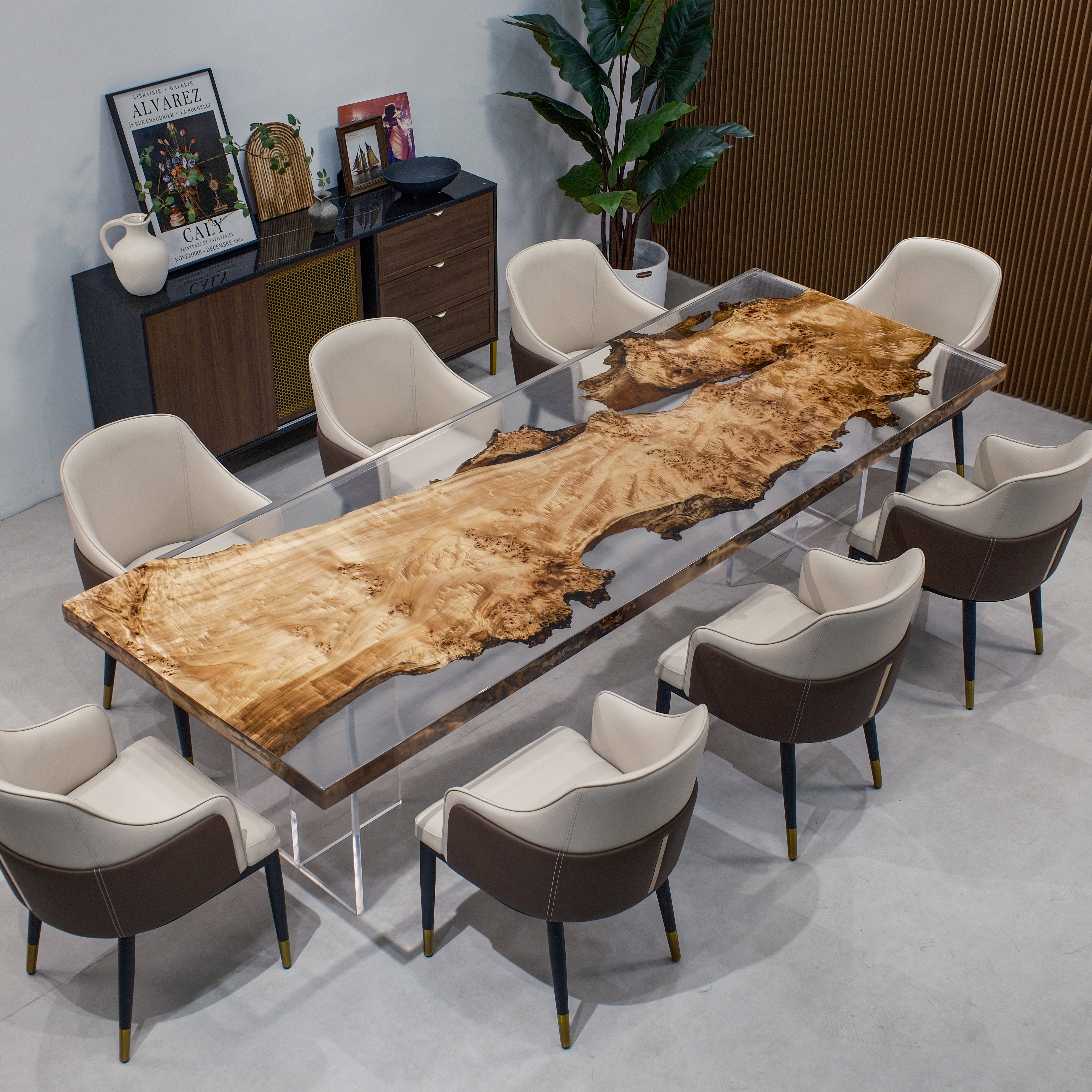 Custom Poplar Wood Epoxy Resin Table – Clear Resin XFZB4115
