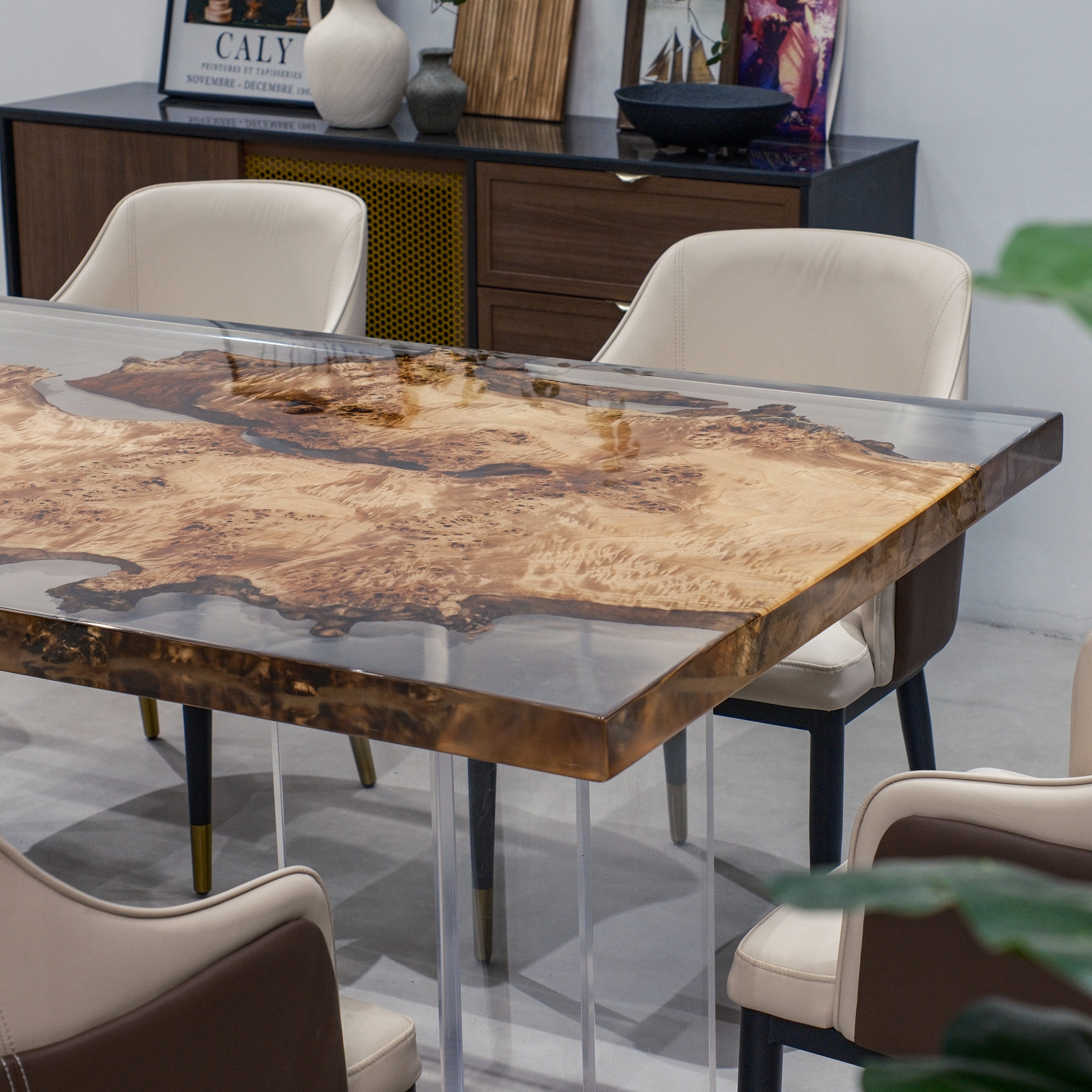 Custom Poplar Wood Epoxy Resin Table – Clear Resin XFZB4115