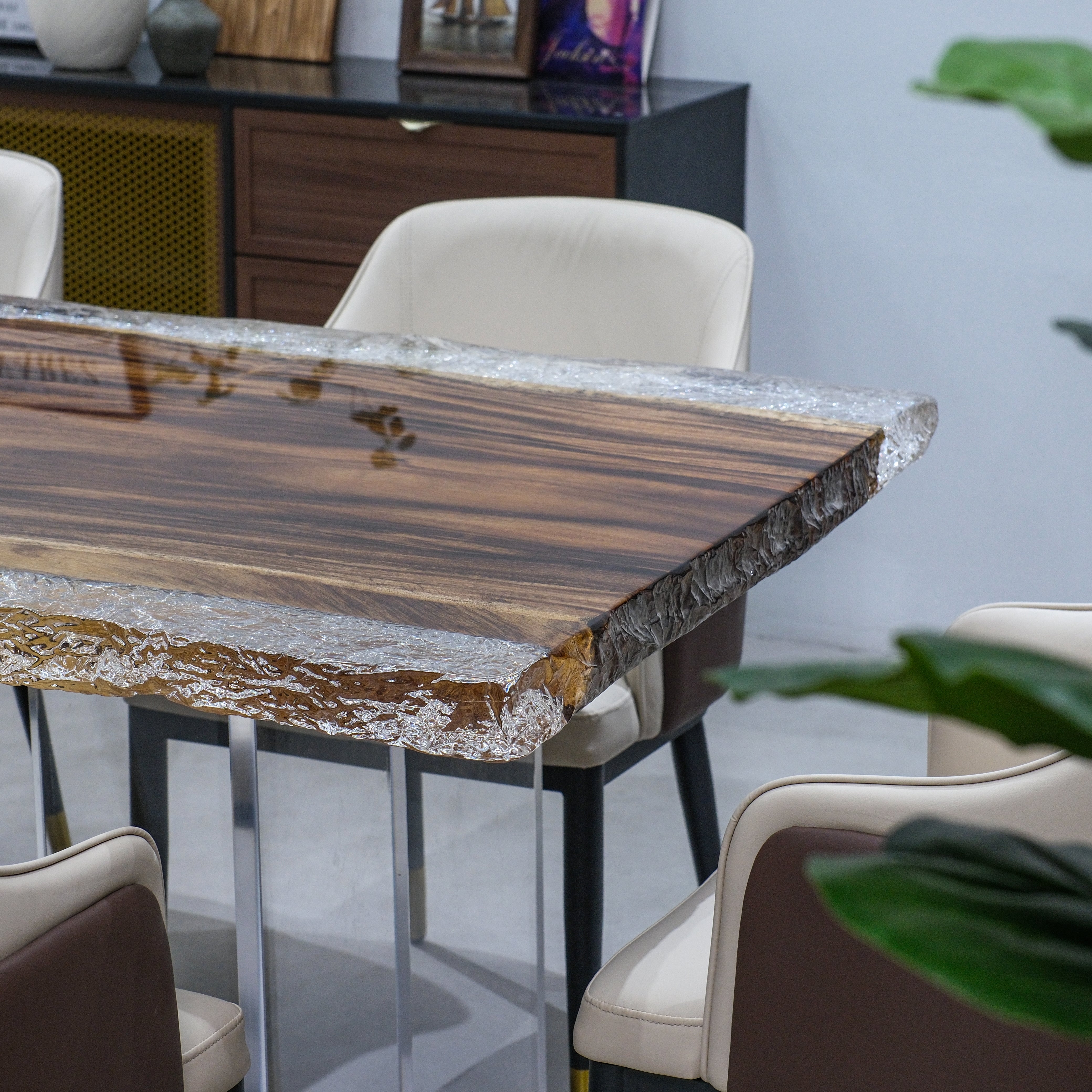 Custom Walnut Wood Epoxy Resin Table – Ice Crystal Resin XNZB8038