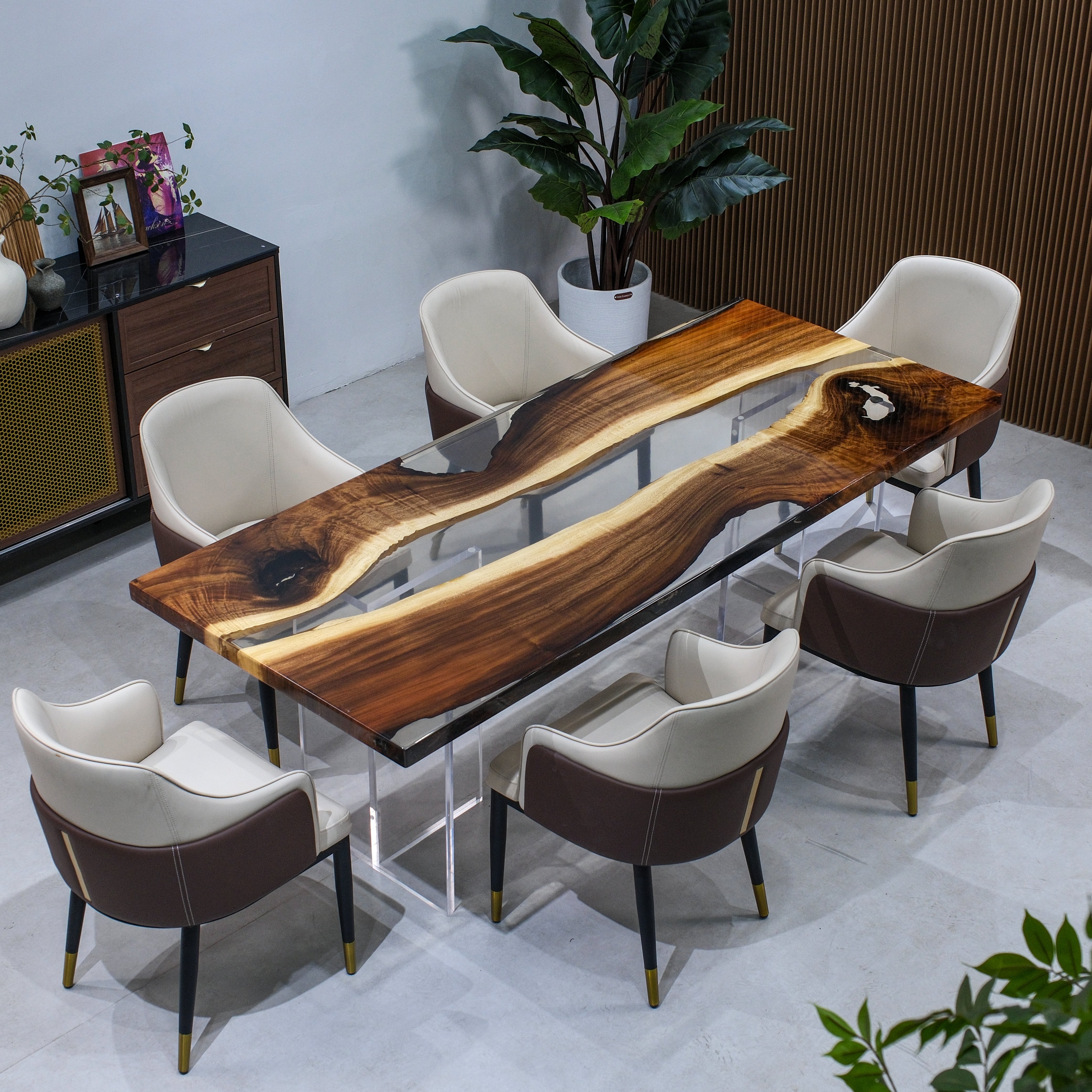 Custom Walnut Wood Epoxy Resin Table – Clear Resin XNZB4023