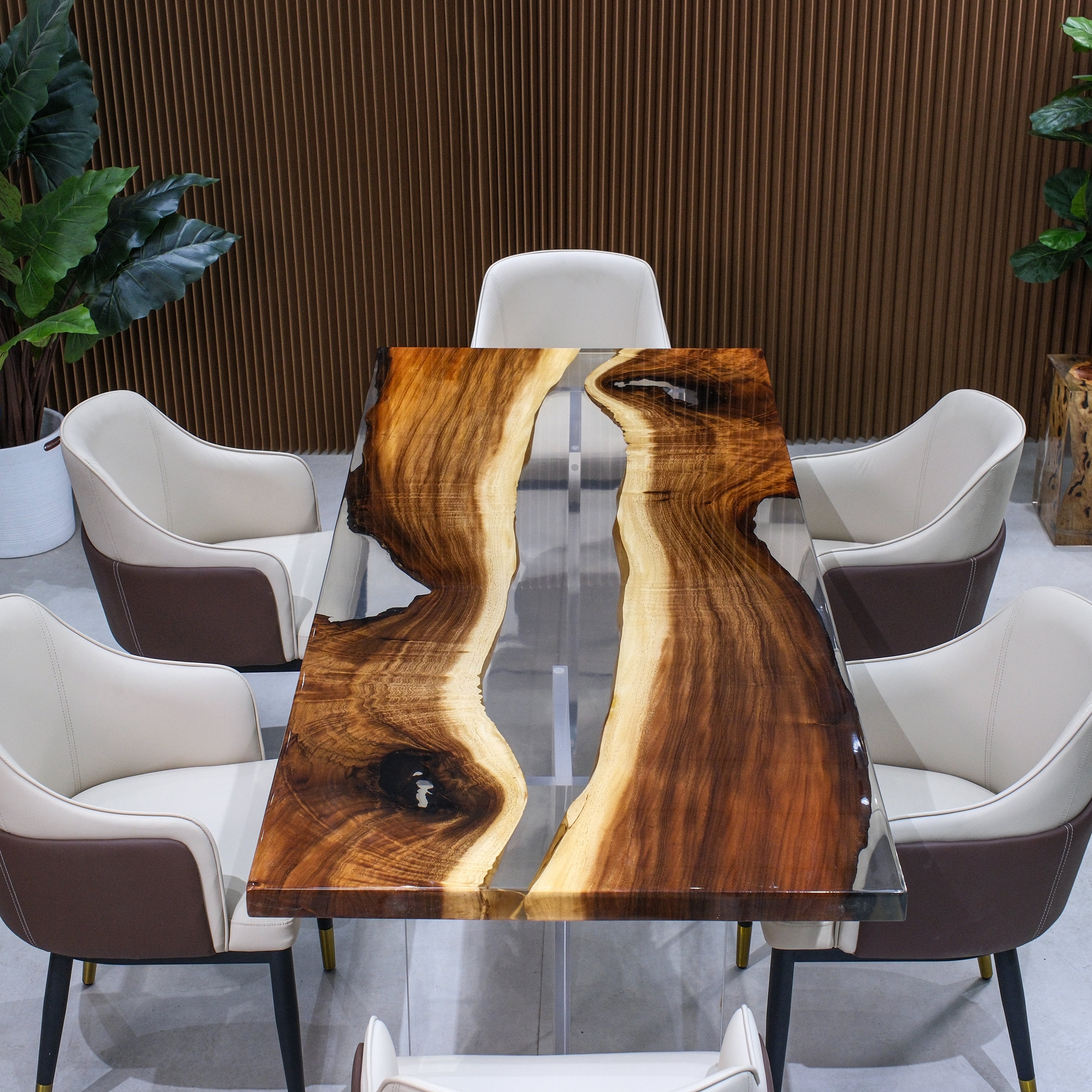 Custom Walnut Wood Epoxy Resin Table – Clear Resin XNZB4023