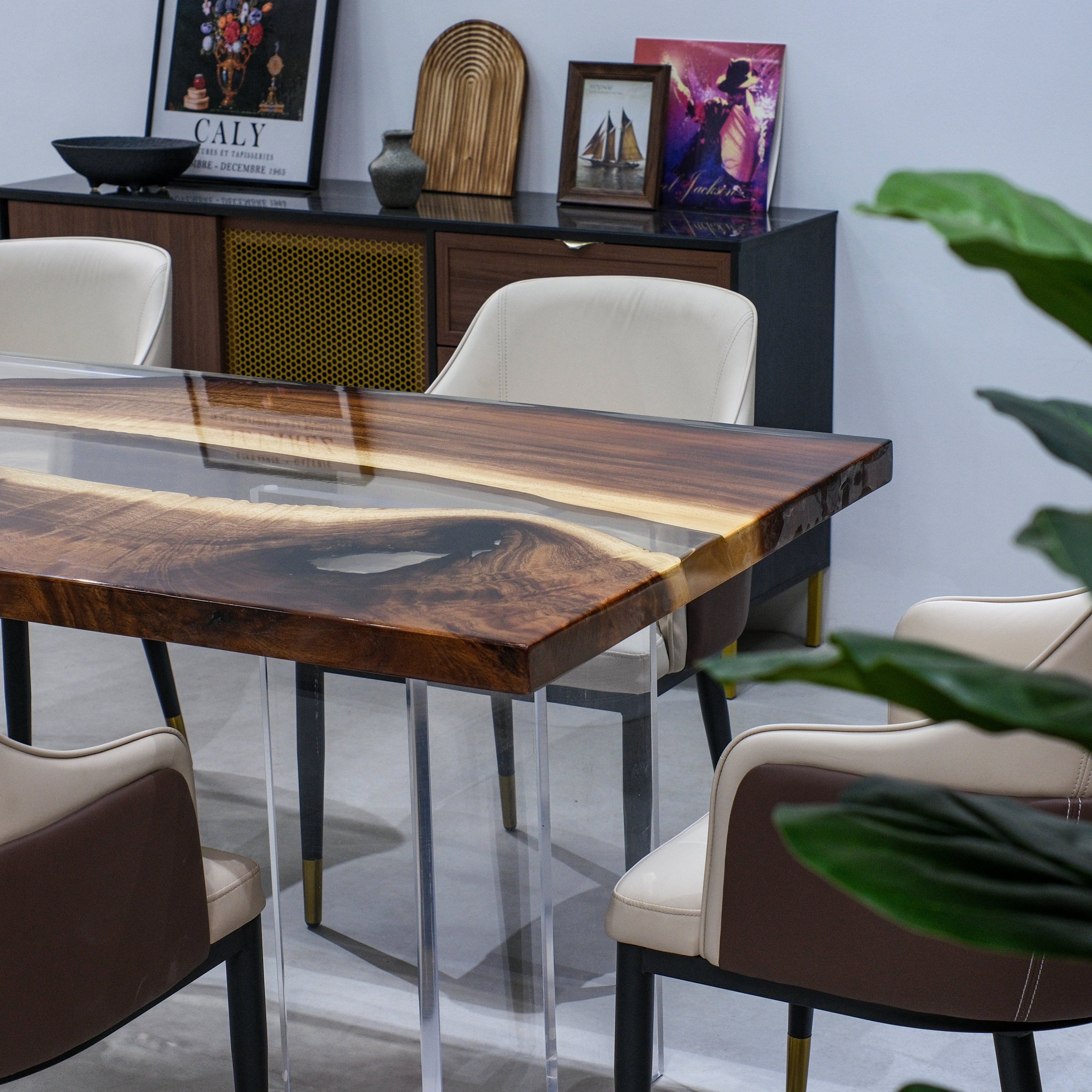 Custom Walnut Wood Epoxy Resin Table – Clear Resin XNZB4023