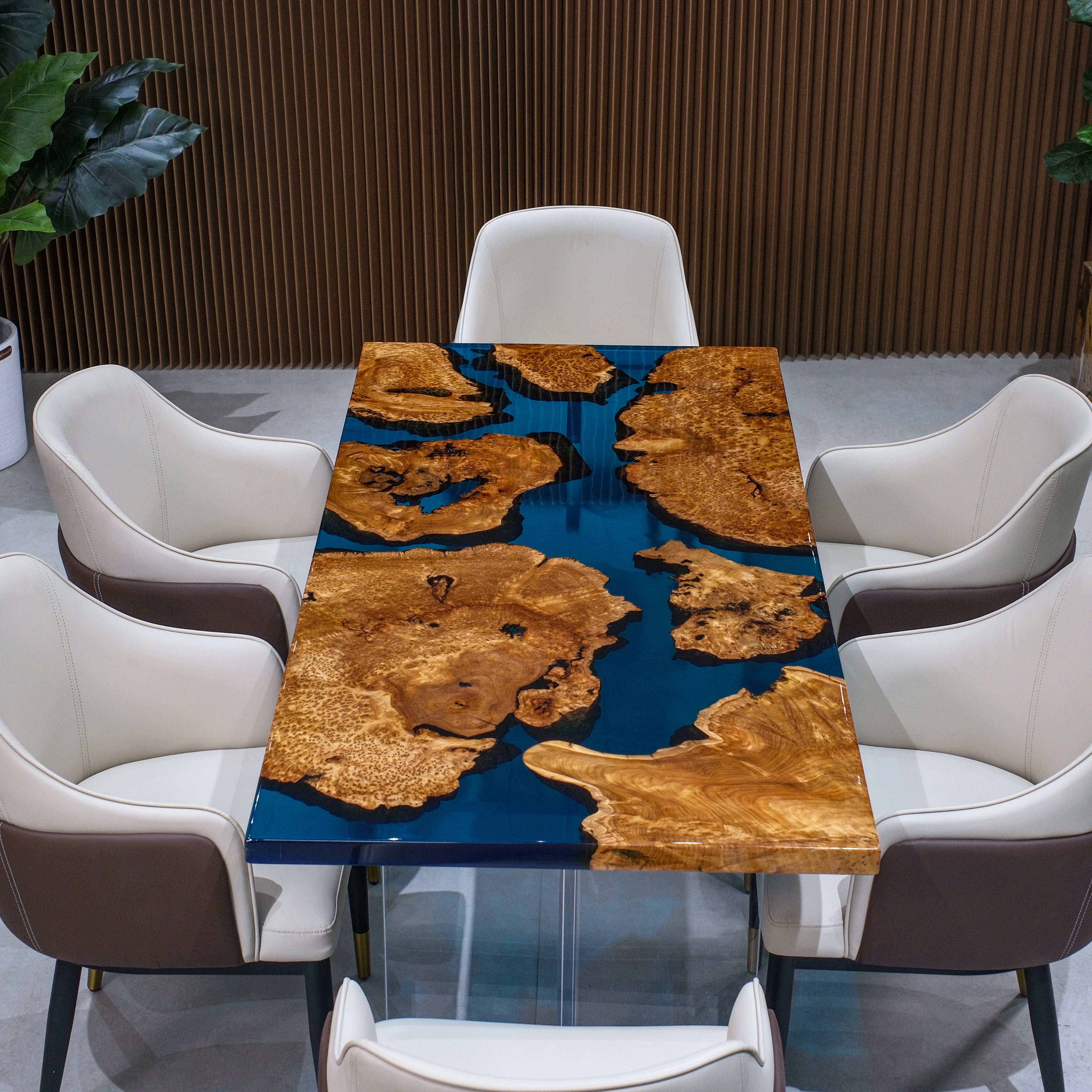 Custom Cedar Burl Epoxy Resin Table – Blue Resin XSZB3031