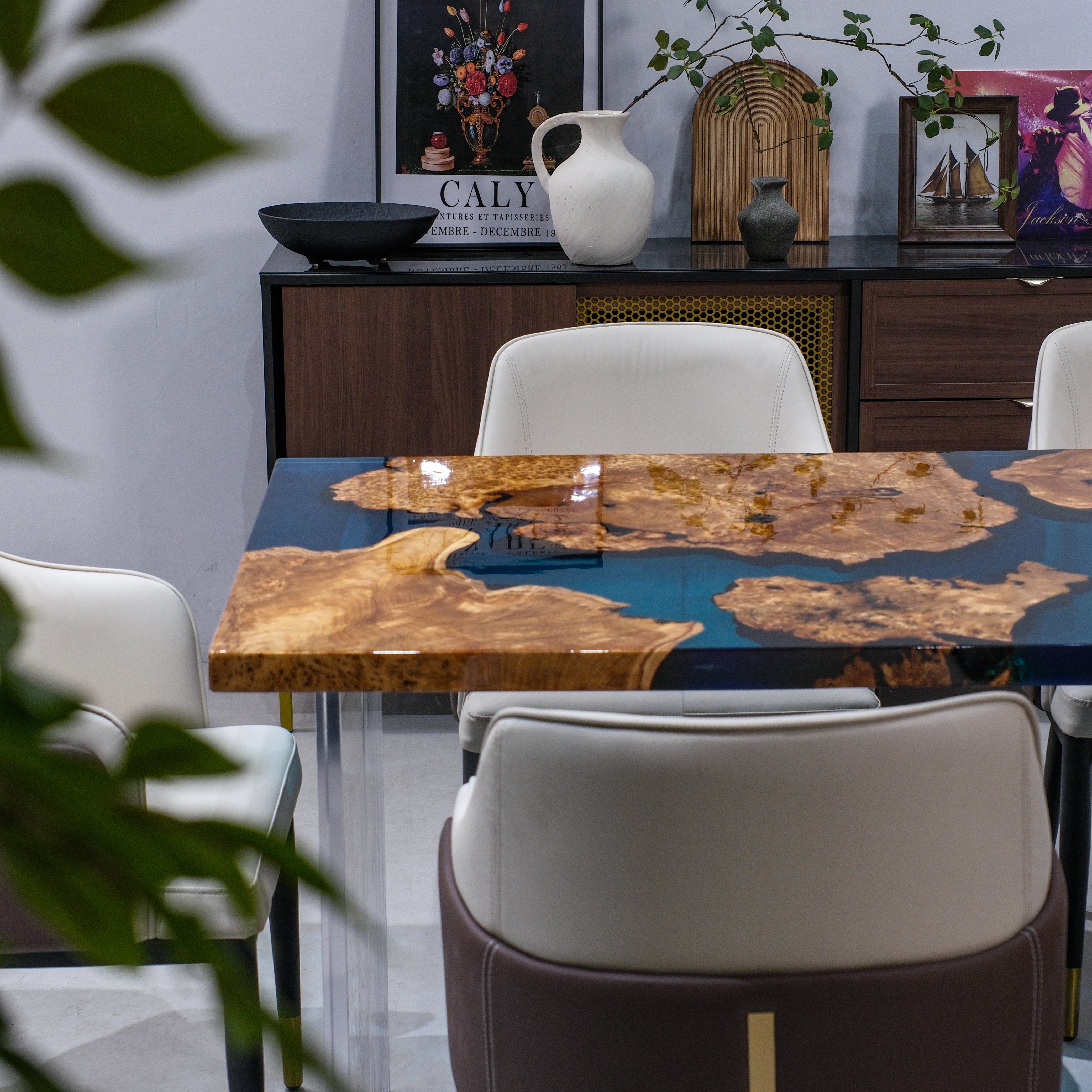Custom Cedar Burl Epoxy Resin Table – Blue Resin XSZB3031
